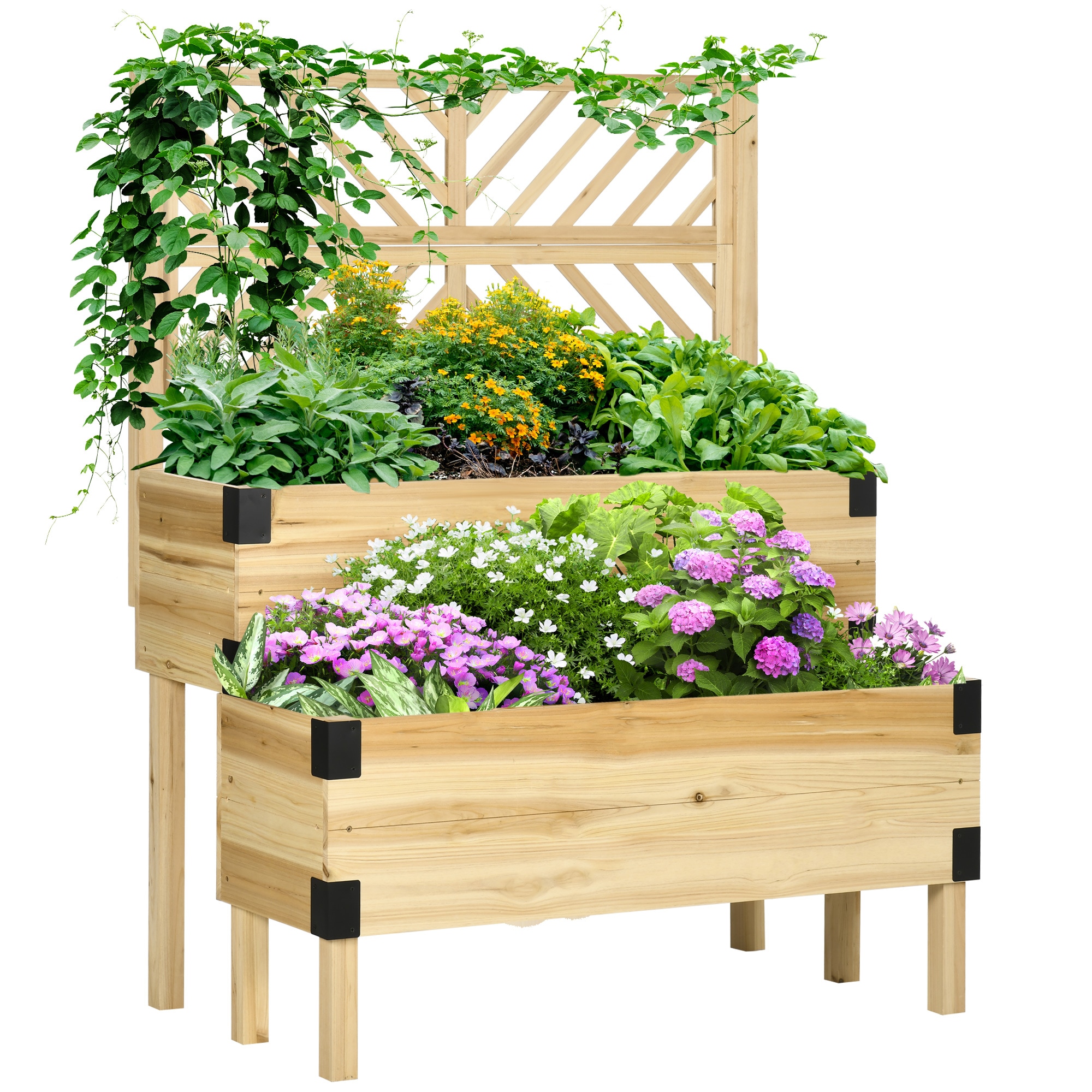 AHIOU HOME 25.5-in W x 42.5-in L x 55-in H Natural Wood Raised Planter Box #ZAAHG-P217247GB