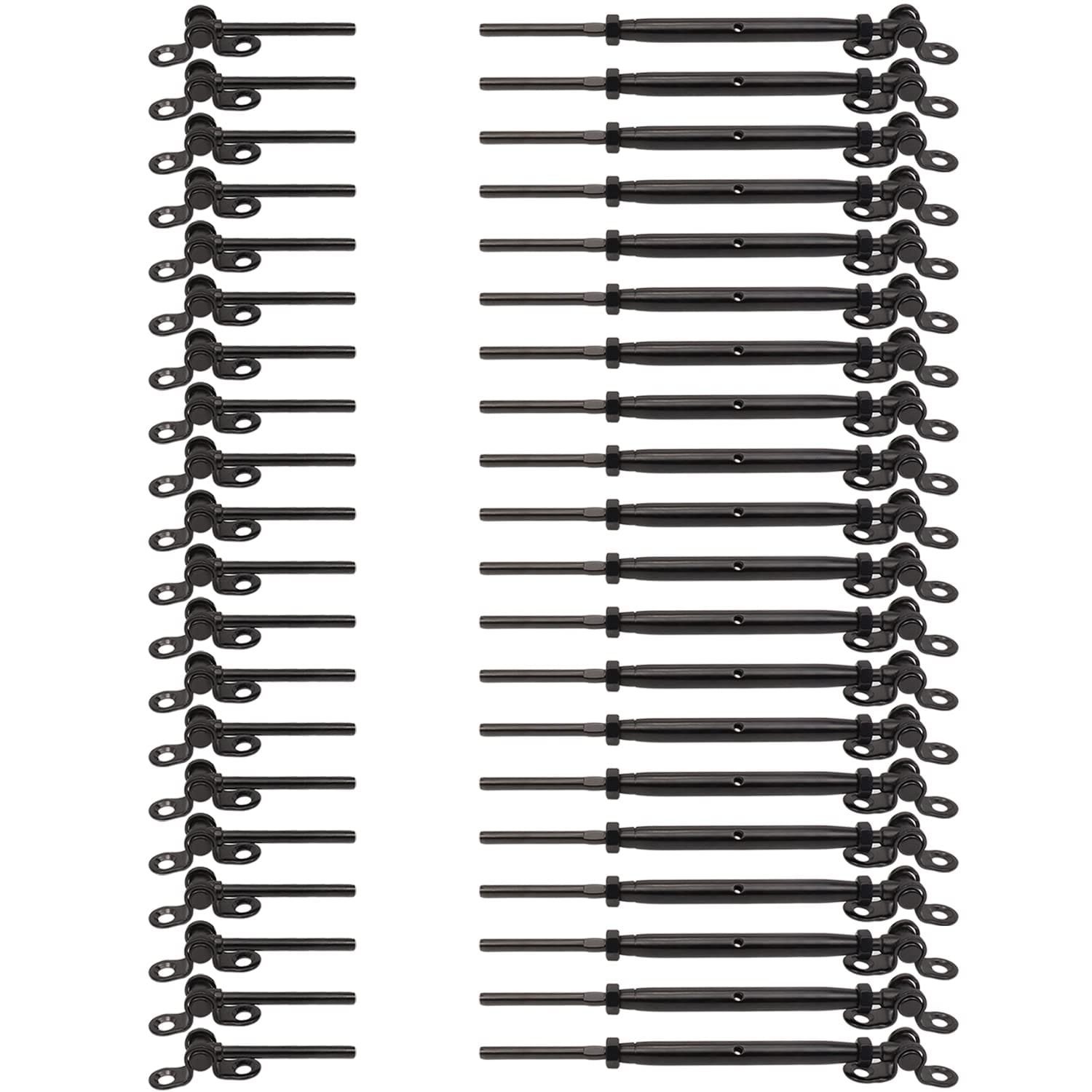 Phyfalip  Black Cable Railing Hardware Kit 20 Pairs Stainless Steel Adjustable Angle for Wood Post Stairs Deck Marine Grade Fits One Eighth Cable