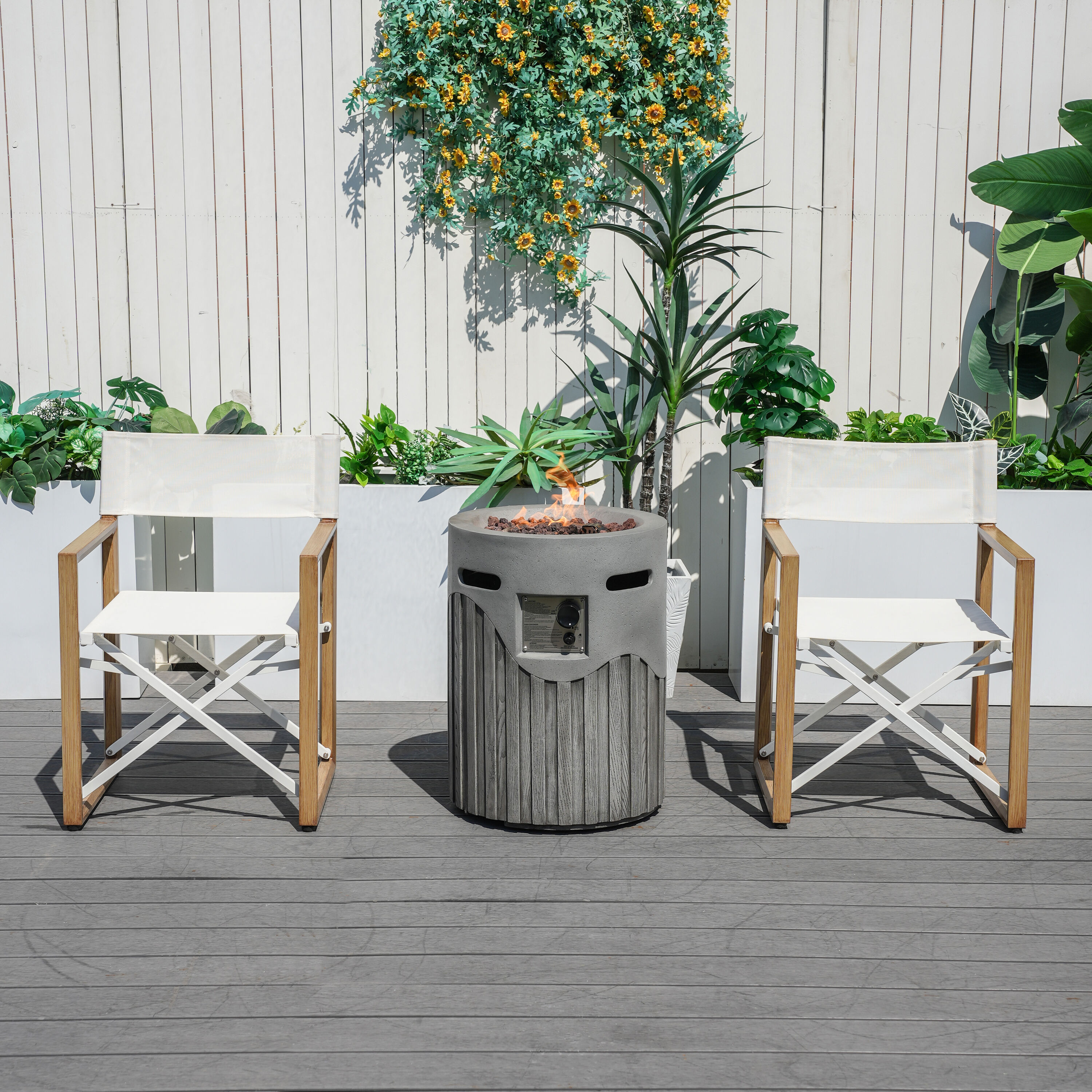 Direct Wicker DWG-22508BR&2353G 3 -Piece Patio Conversation Set with White