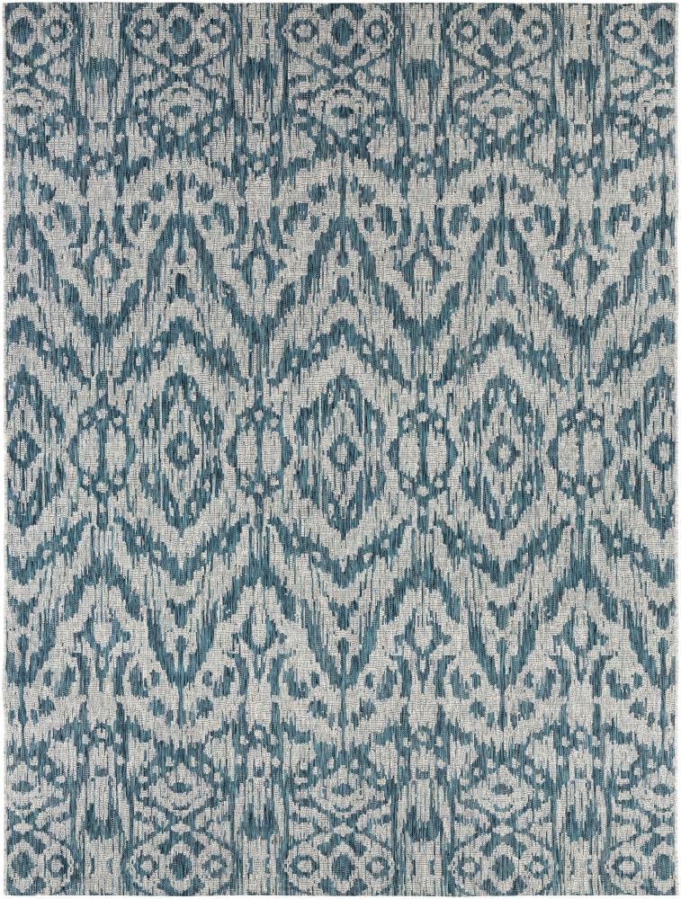 Surya Eagean 8 X 10 (ft) Teal Indoor/Outdoor Ikat Area Rug at Lowes.com