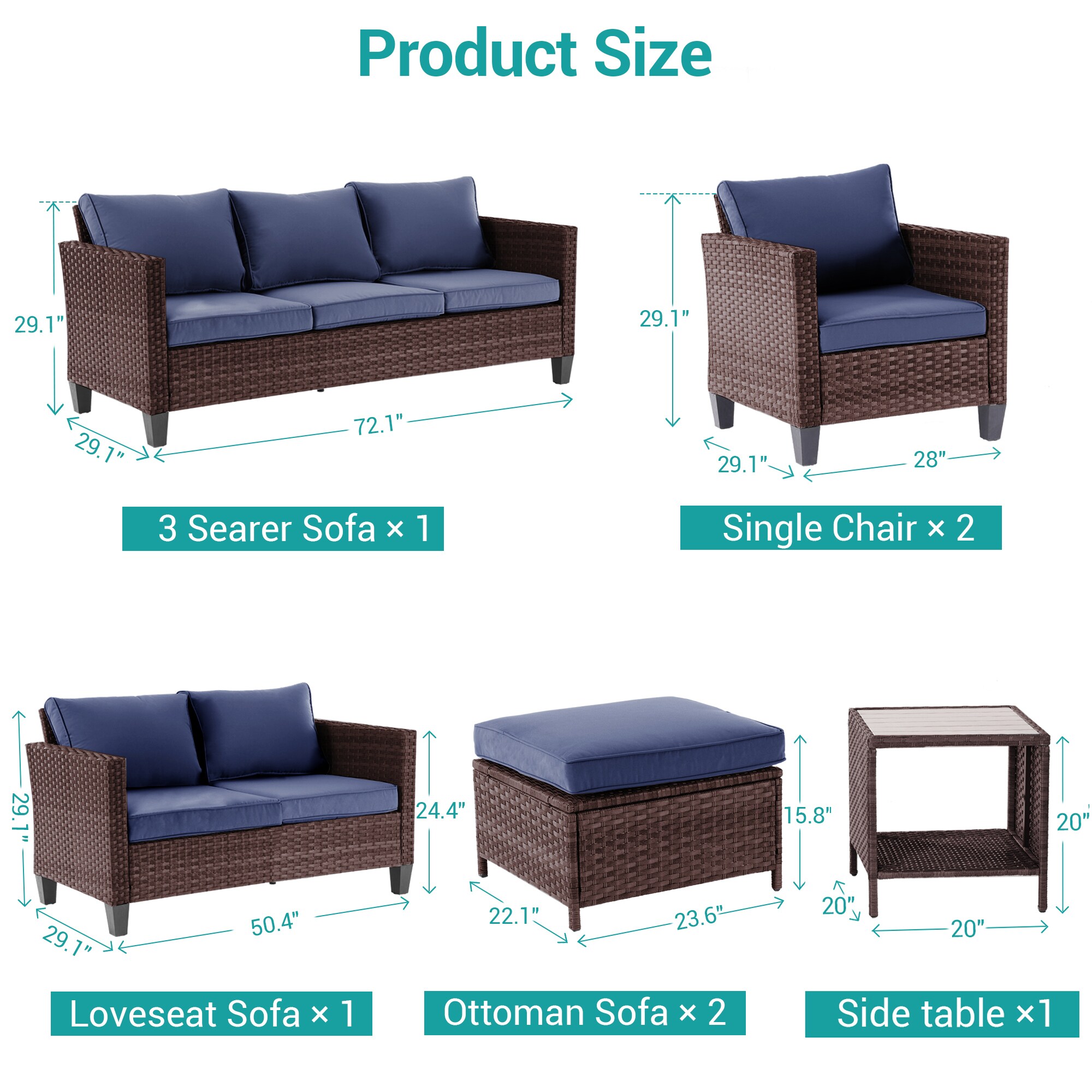 Sonkuki SD-PS-115BNY-S3T3 Patio-Conversation-Sets - View #2
