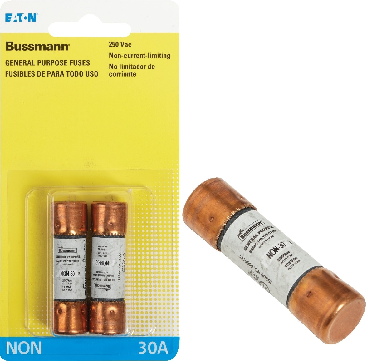 Cooper Bussmann Coope Bussan NON-30 30A Caidge Fuse 250V 2-Pak
