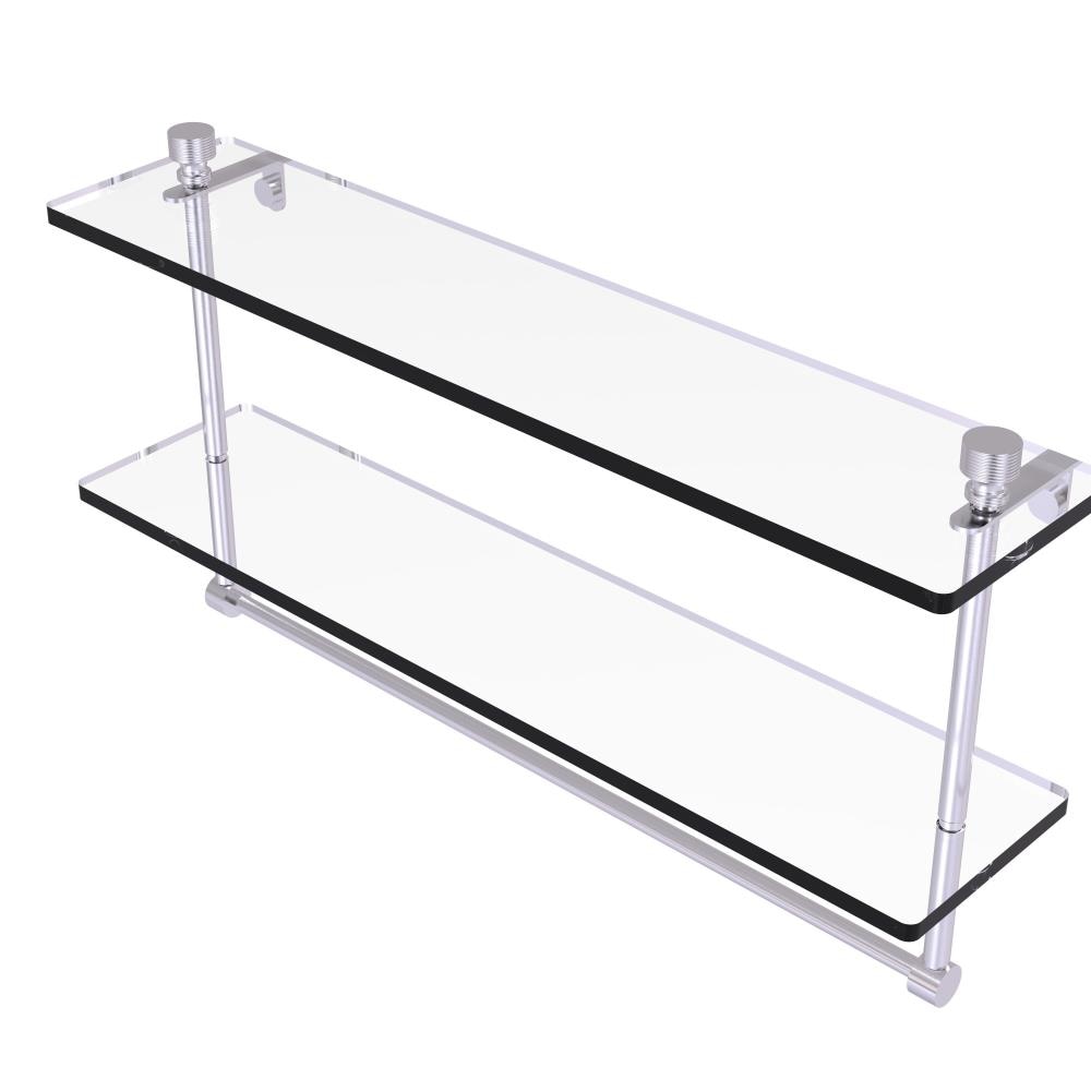 Allied Brass FT-2/22TB-SCH Foxtrot Satin Chrome 2 -Tier Wall mount Bathroom Shelf ( 22-in x 12-in x 5-in )