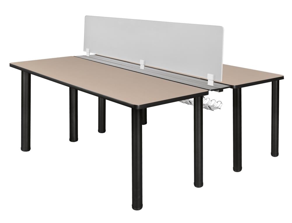 Regency MBSPD6624BEBPBK Kee Desking 58-in White Modern/Contemporary 2-person Desk