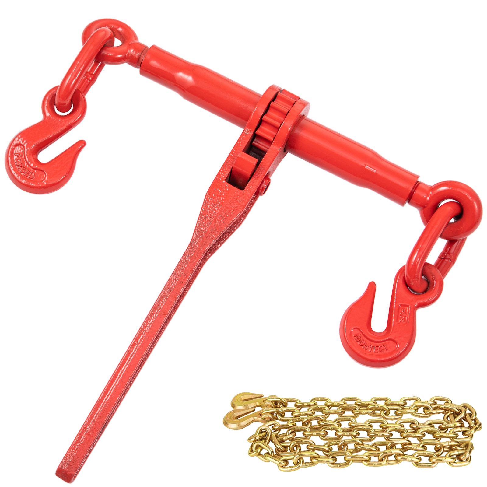 GIVIMO Chain Load Binder Kit 5/16-in Tie Down with 5400-lb Working Load 4 Ratchet Binders and 4 21-ft G80 Chains with Grab Hooks for Hauling Towing