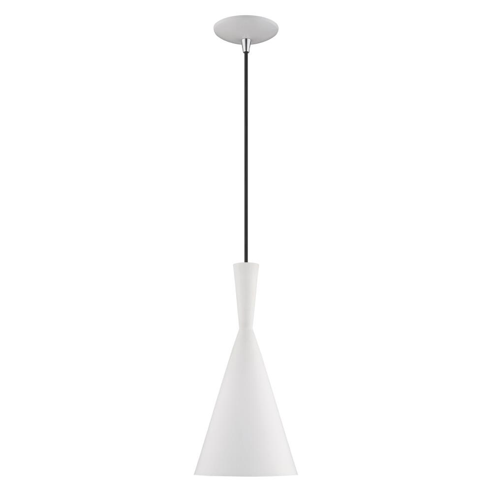 Mini Dual-Cone Pendant Light in White with Gold Interior Finish