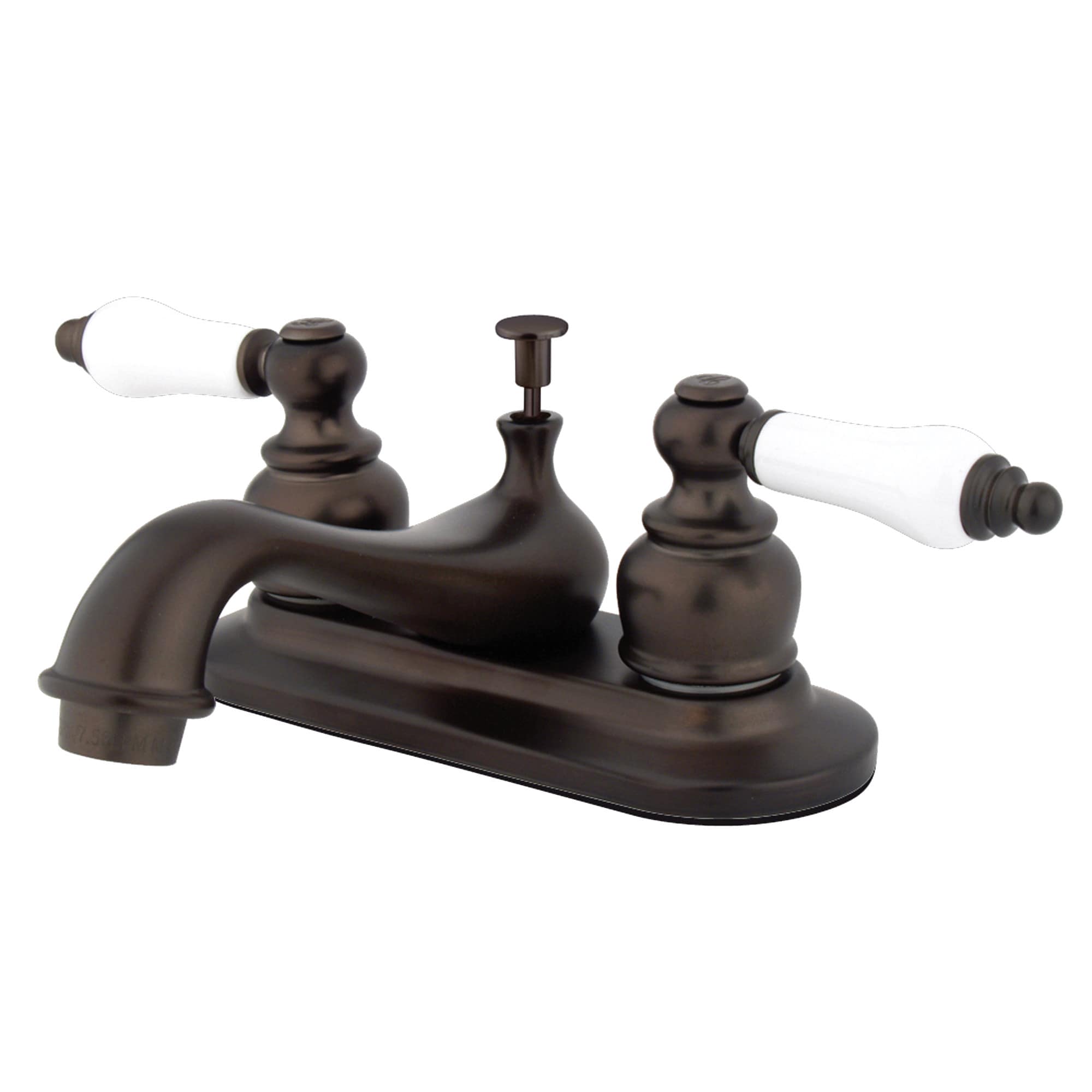 Kingston Brass WLKB605PL Concord Oil-rubbed bronze 4-in centerset 2-handle Low-arc Residential Handle Bathroom Sink Faucet with Drain
