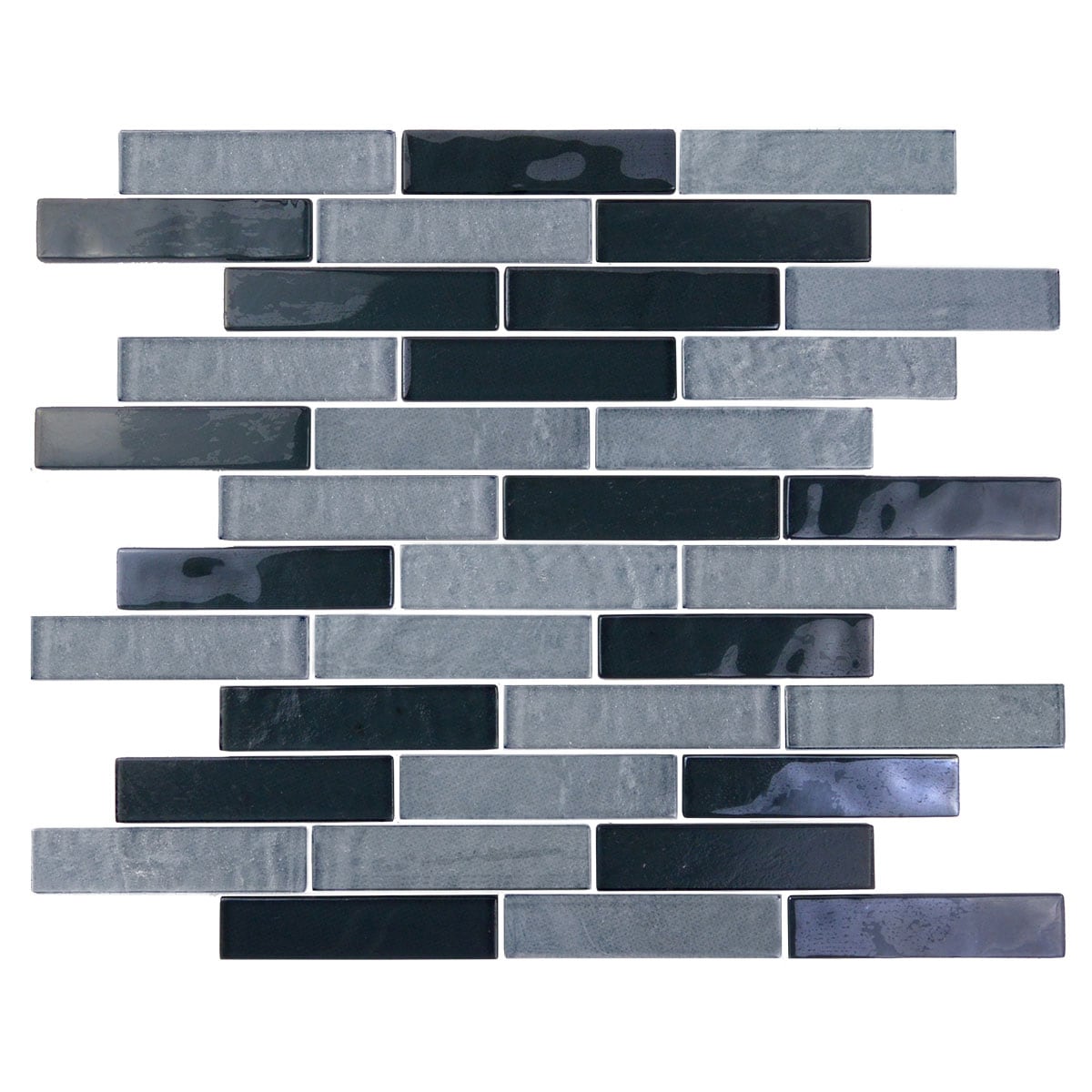 Abolos LWSLAN0104-GO Landscape Gray Black 12-in x 12-in Glossy Glass Mosaic Floor and Wall Tile ( 12.48-sq ft Carton