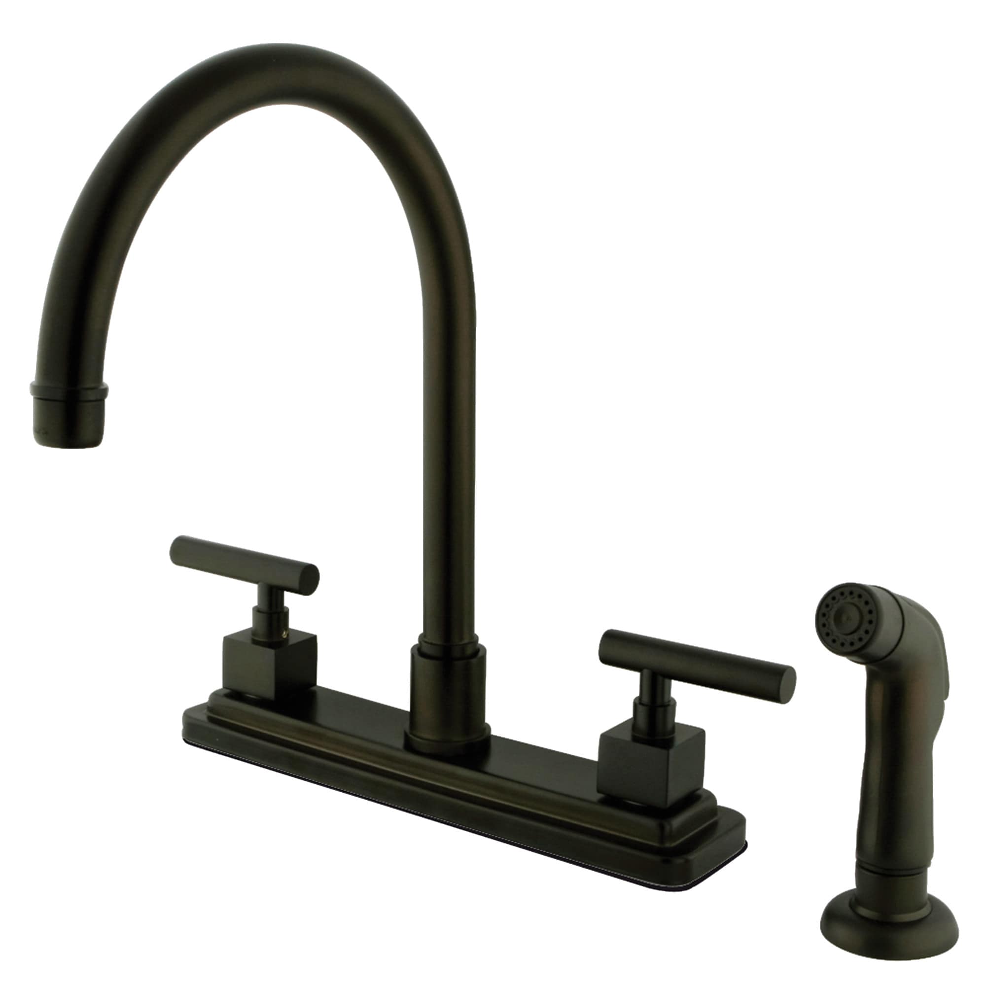 Elements of Design ES8795CQL Claremont Oil-rubbed bronze Double Handle Deck-mount Kitchen Faucet ( Deck Plate Included ) ( Side Sprayer Included )