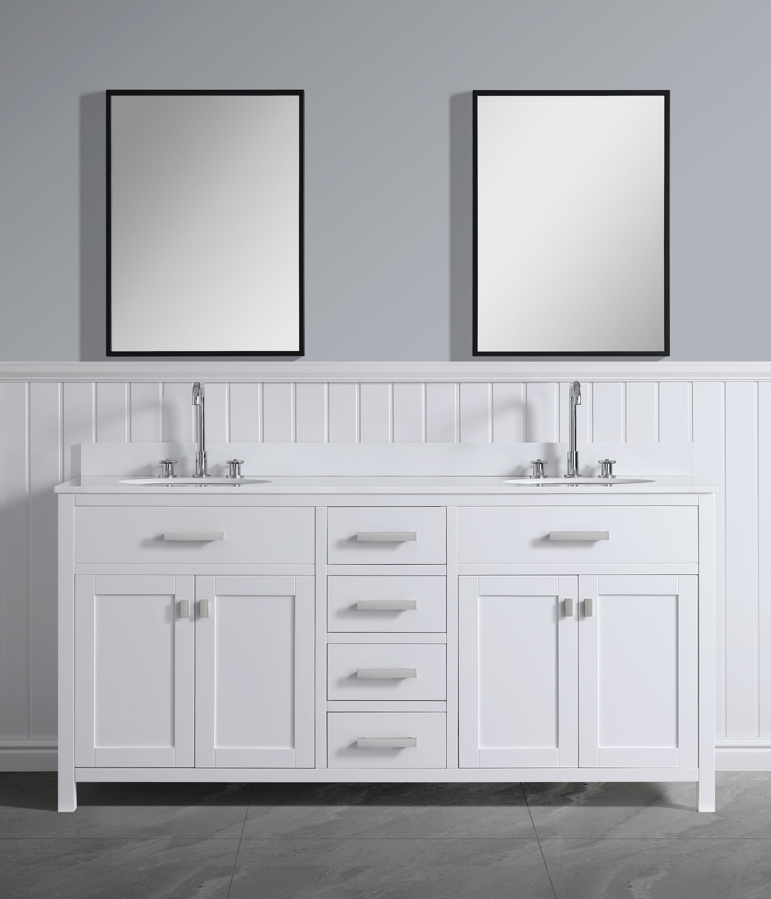 Design Element DEC076B-W-CB London 72-in White Bathroom Vanity Base Cabinet without Top (Assembly Required)