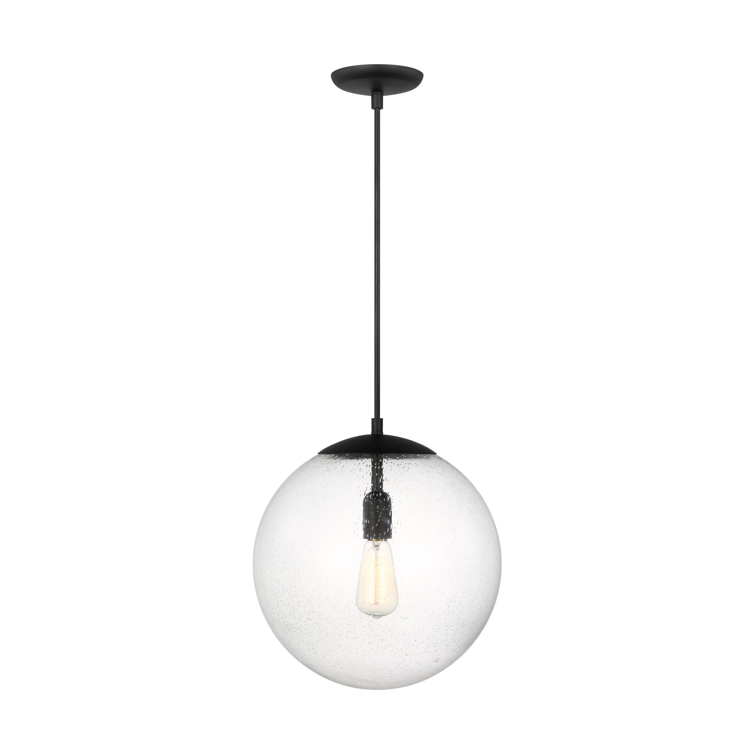 Generation Lighting 6801801-112 Leo 1 -Light Midnight Black Modern/contemporary Clear glass Geometric Small Hanging Pendant light