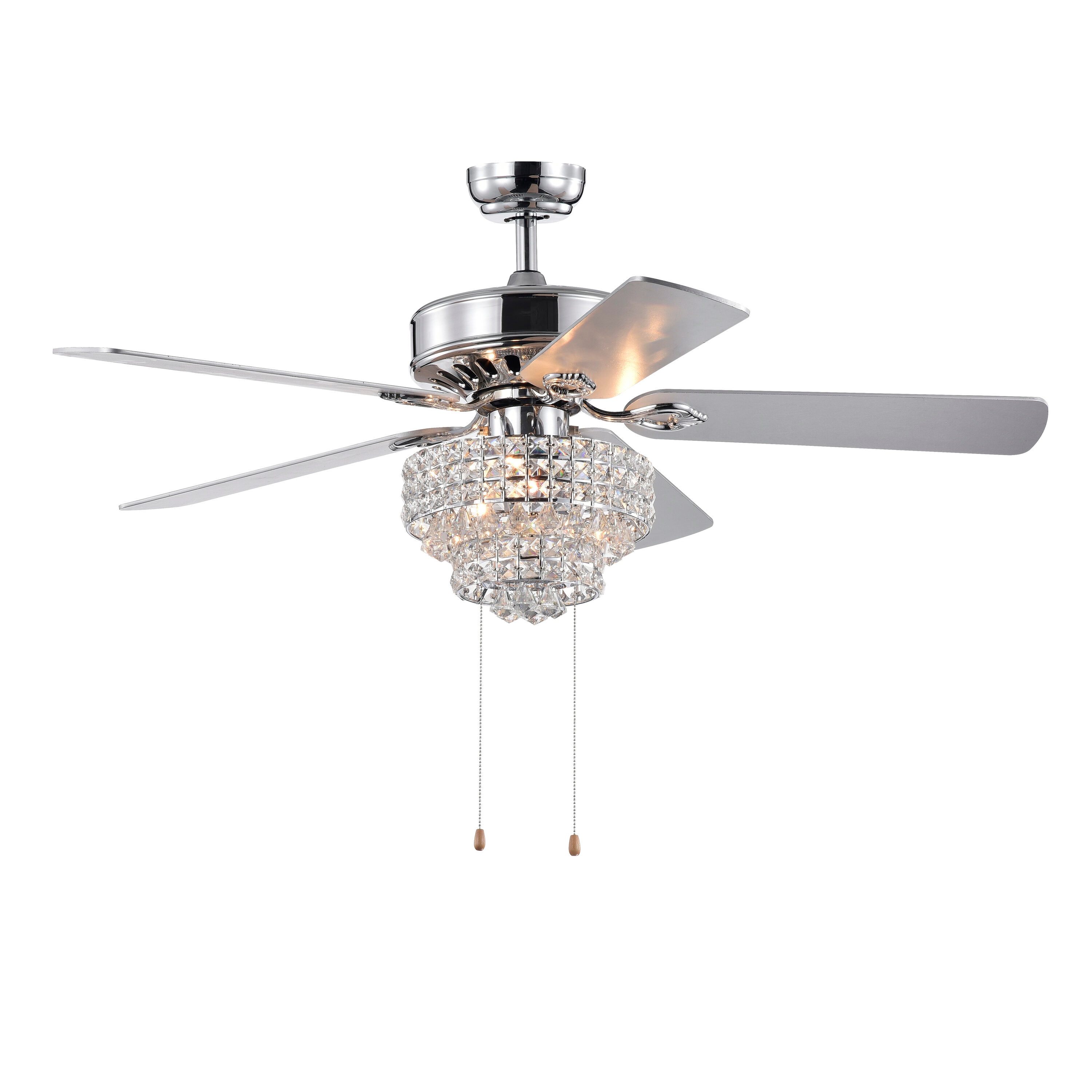 Bayfeve BFHM-92276-CF 52-in Outdoor Chrome with Plywood Blades Chandelier Ceiling Fan With Light ( 5 -Blade )