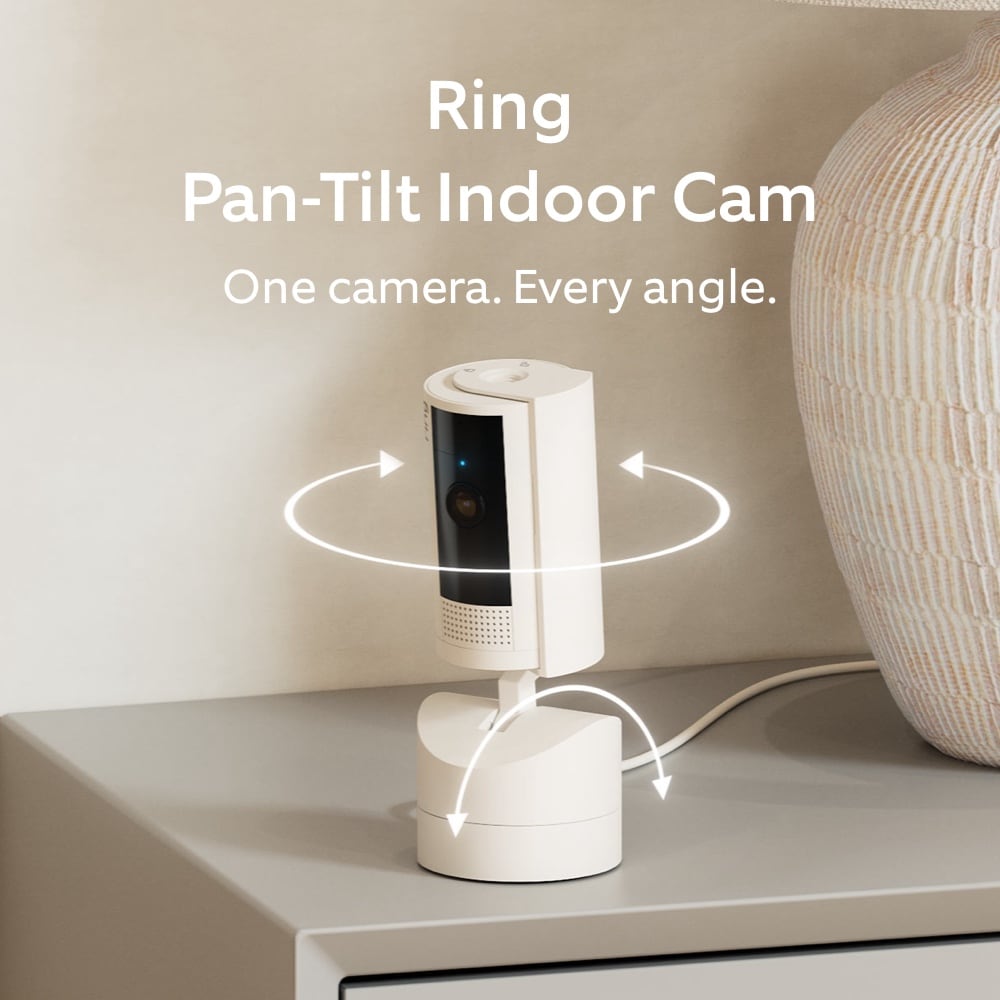 Ring Pan-Tilt Indoor Cam Plug-in Security Camera with 360° Horizontal Pan Coverage, Live View and Two-Way Talk, Starlight