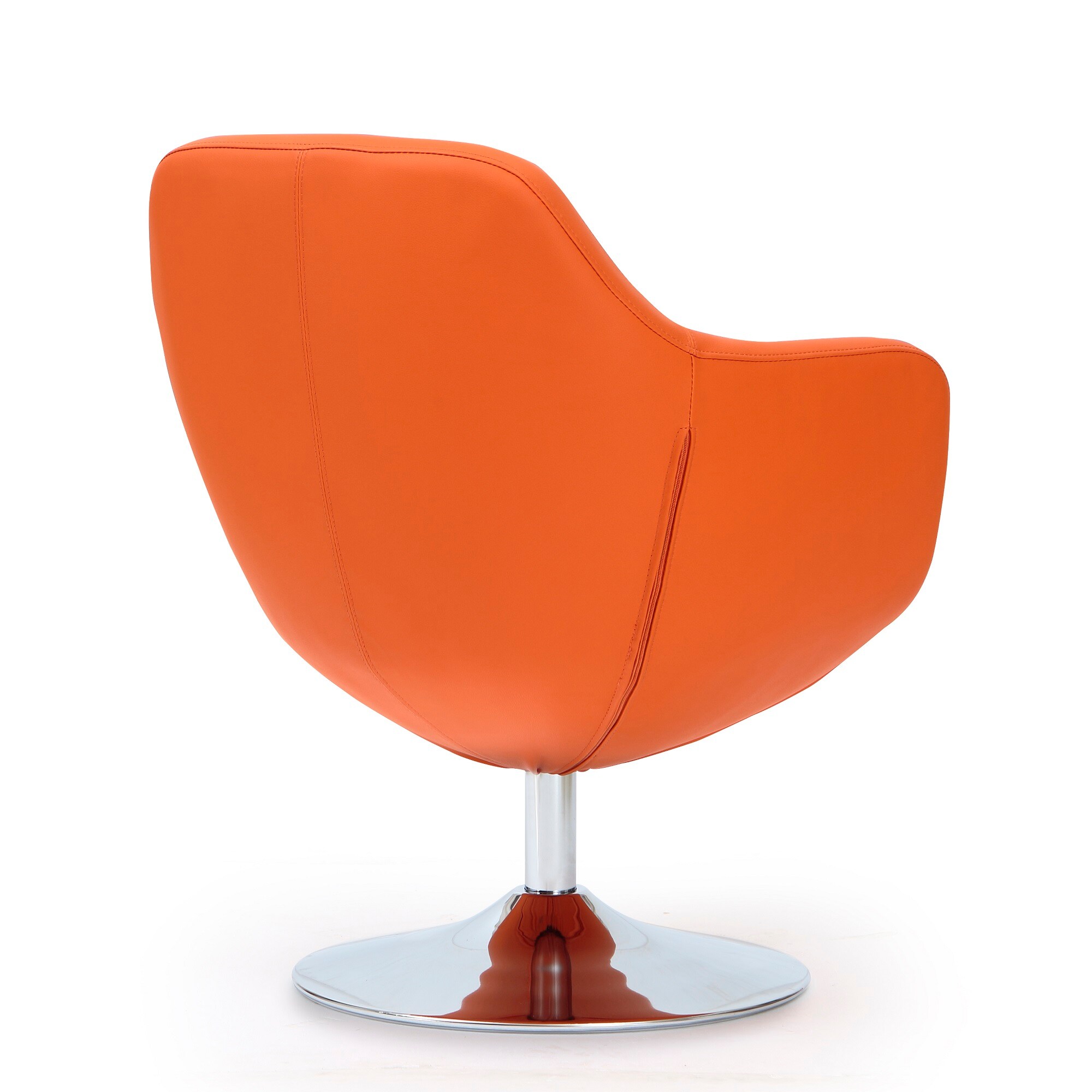 Manhattan Comfort Caisson Modern Orange and Polished Chrome Faux Leather  Swivel Accent Chair in the Chairs department at