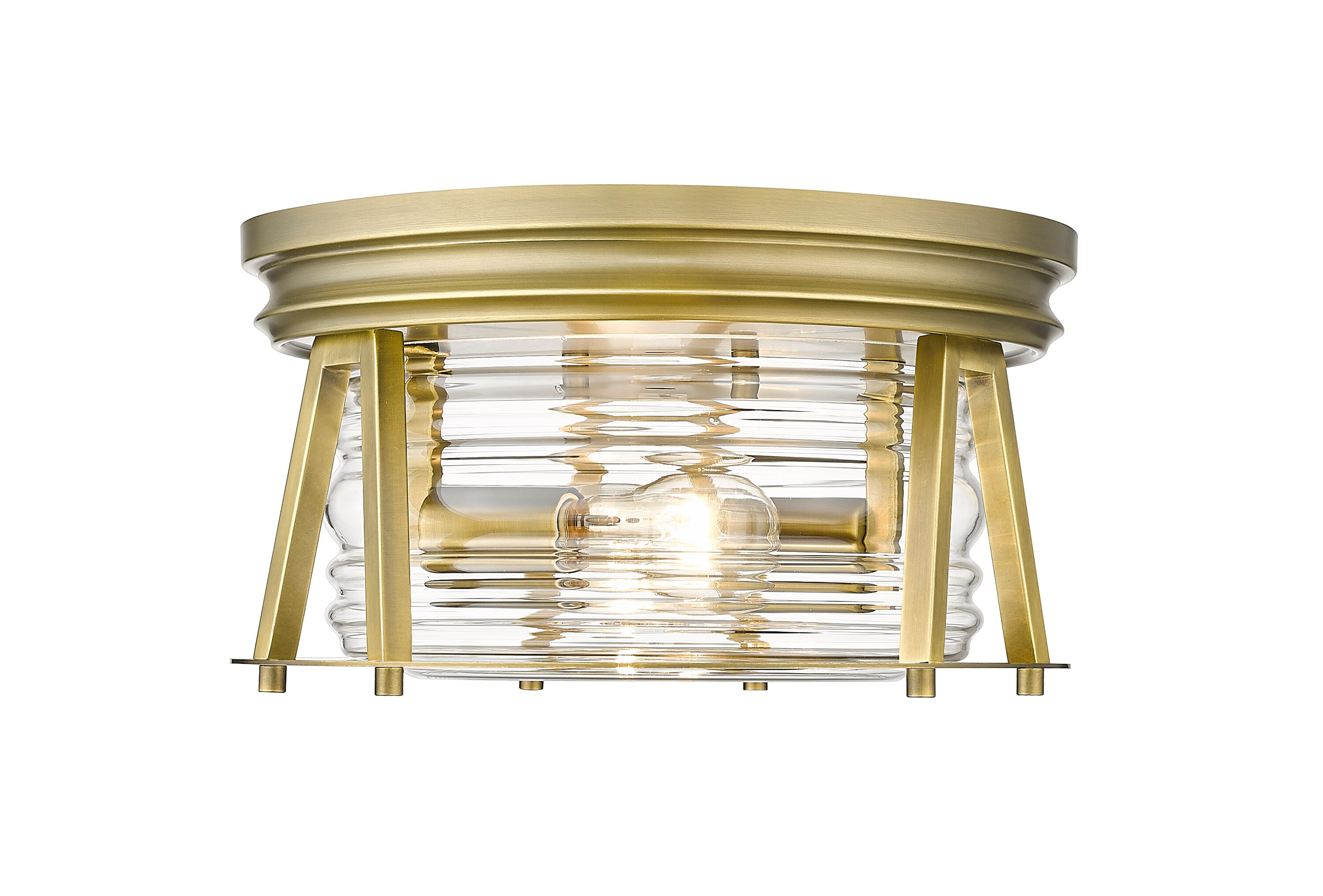 Cape Harbor Rubbed Brass and Glass 12" LED Flush Mount