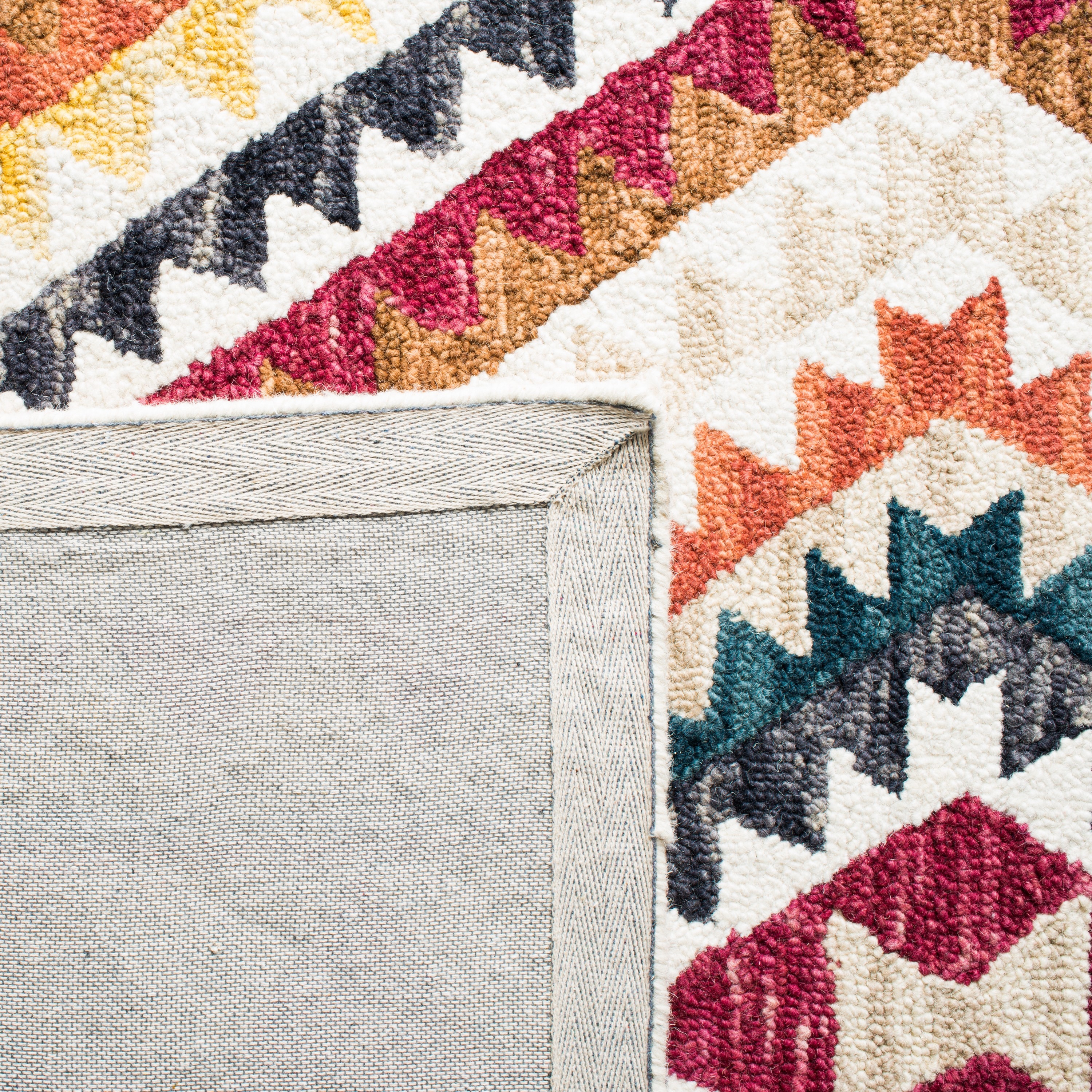 Ivory Geometric Handmade Tufted Wool 8' x 10' Area Rug
