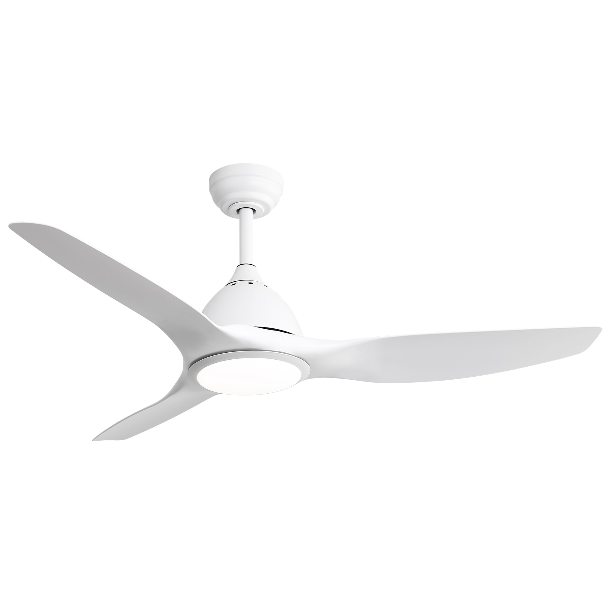 Bybafun YA3200047 52-Inches White with ABS Blades Color-Changing Integrated LED Fixture Indoor/Outdoor Downrod mount Standard Ceiling Fan With Light and Remote ( 3 -Blade)