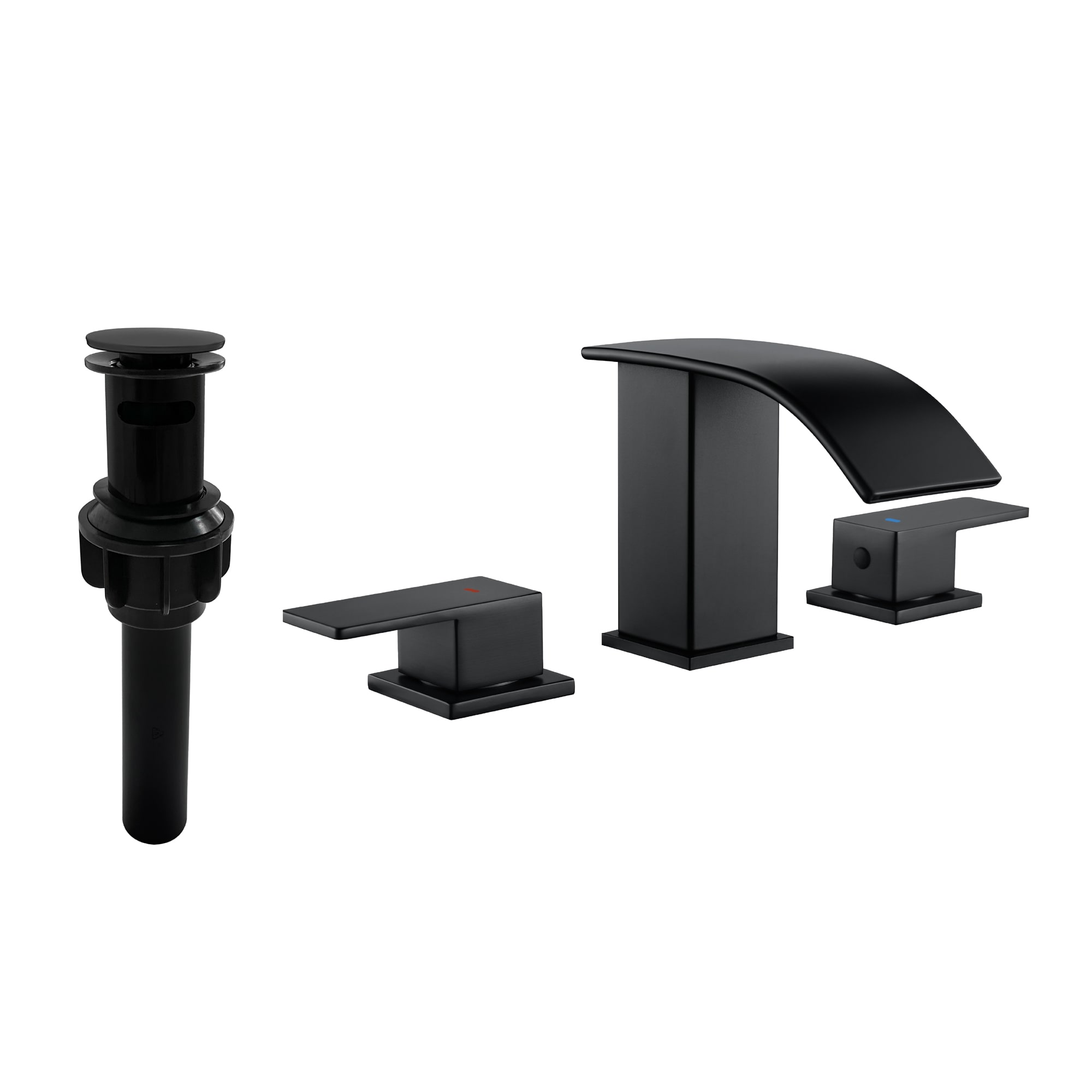 Nestfair SMD408B Black 4-in centerset 2-handle Low-arc Residential Handle Bathroom Sink Faucet with Drain