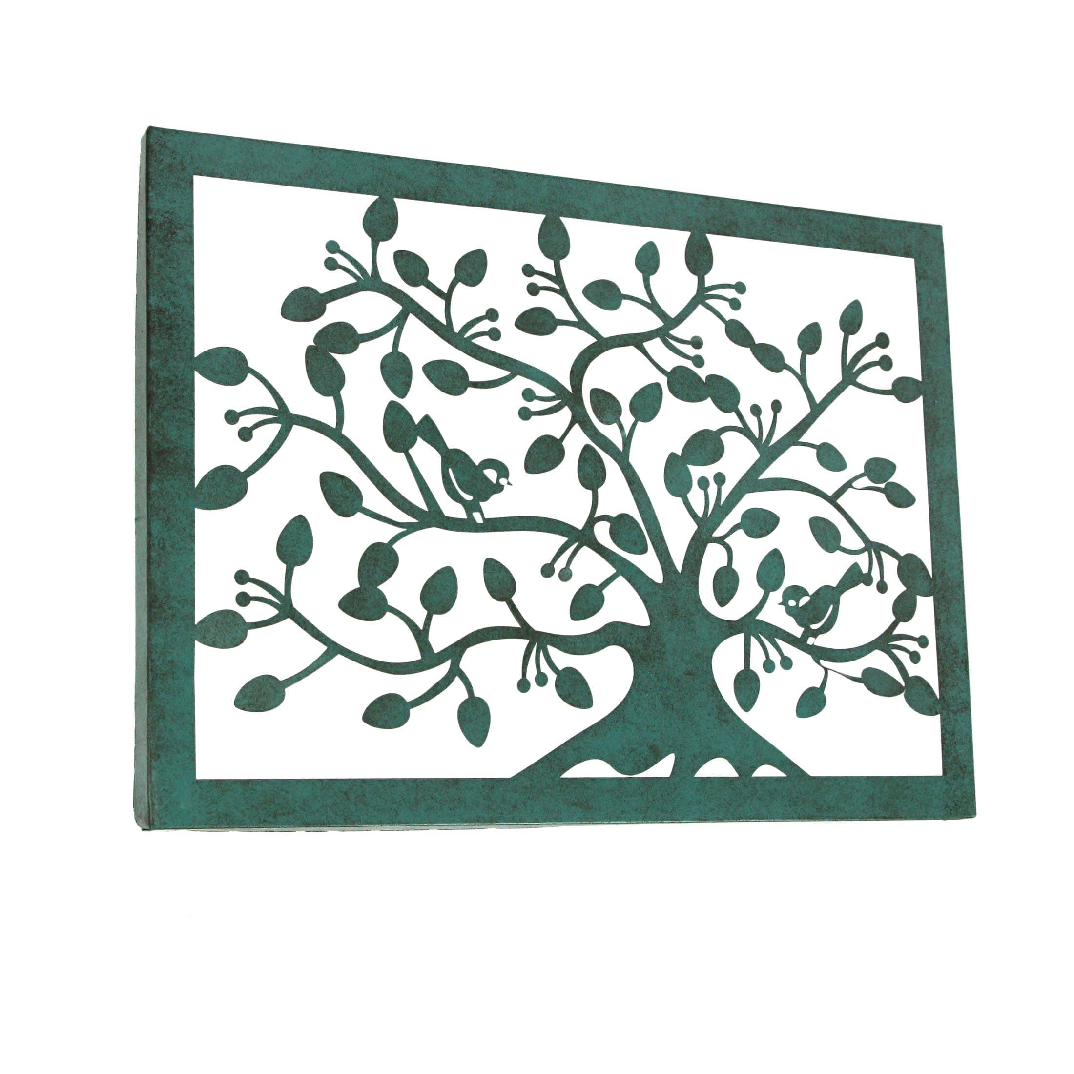 Special T Imports STI-T22250 Teal Finish Metal Tree with Birds Wall Hanging—A Captivating Home Decor Accent for Living Rooms- Bedrooms and Bathrooms - Easy To Hang - 16.75 Inches Long