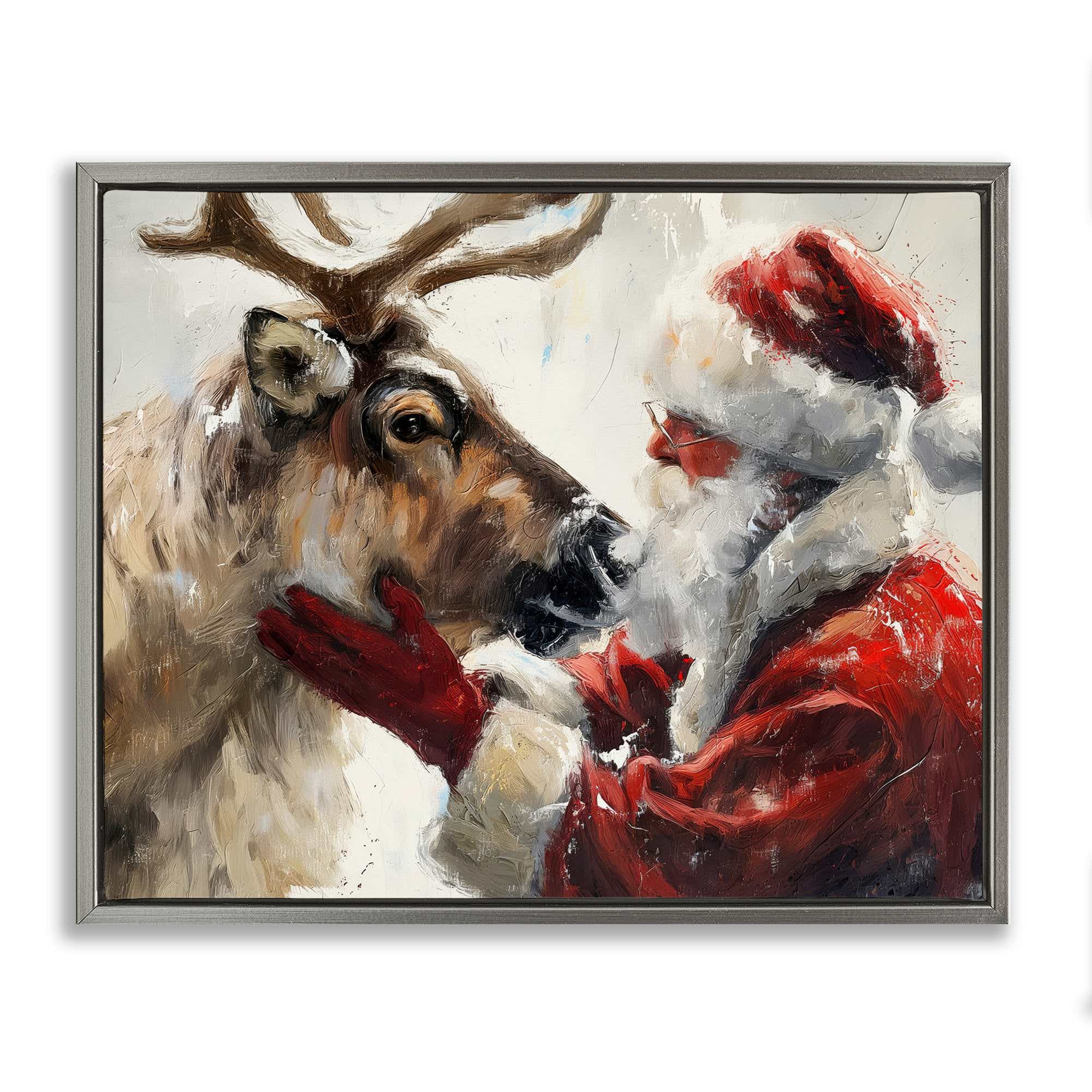 Stupell Industries BT-928-FFL-16X20 Traditional Santa and Reindeer Gray Framed Floater Canvas Wall Art By Arlington Prints 21 x 17