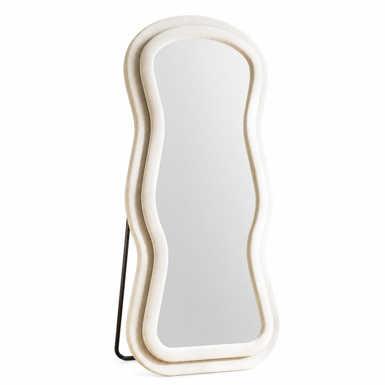 Aoibox -  63 in H x 24 in W Rectangular Beige Frameless Full Length Floor Mirror with Flannel Fra...