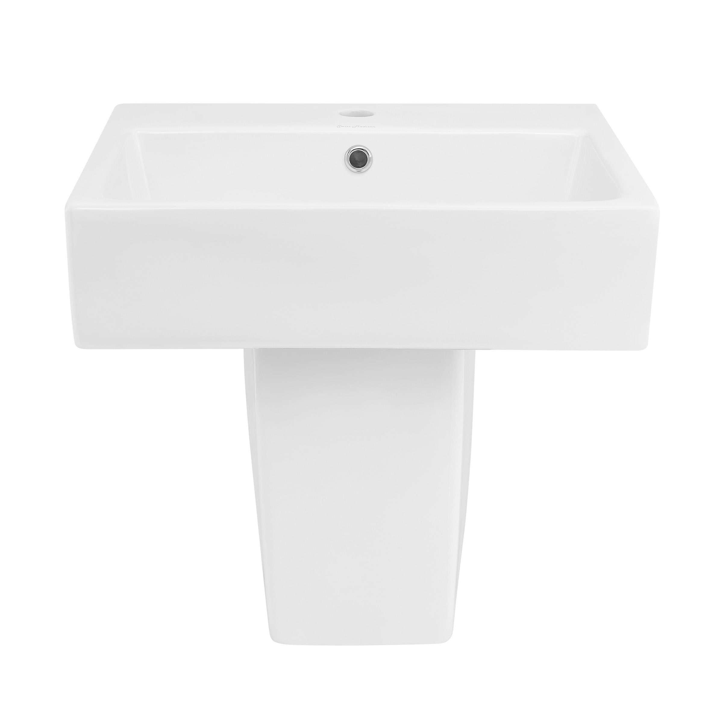 Swiss Madison SM-25-WSBAS03WH Bastille Ceramic Wall-mount Rectangular Modern Glossy White Bathroom Sink ( 18-Inches x 21-Inches )