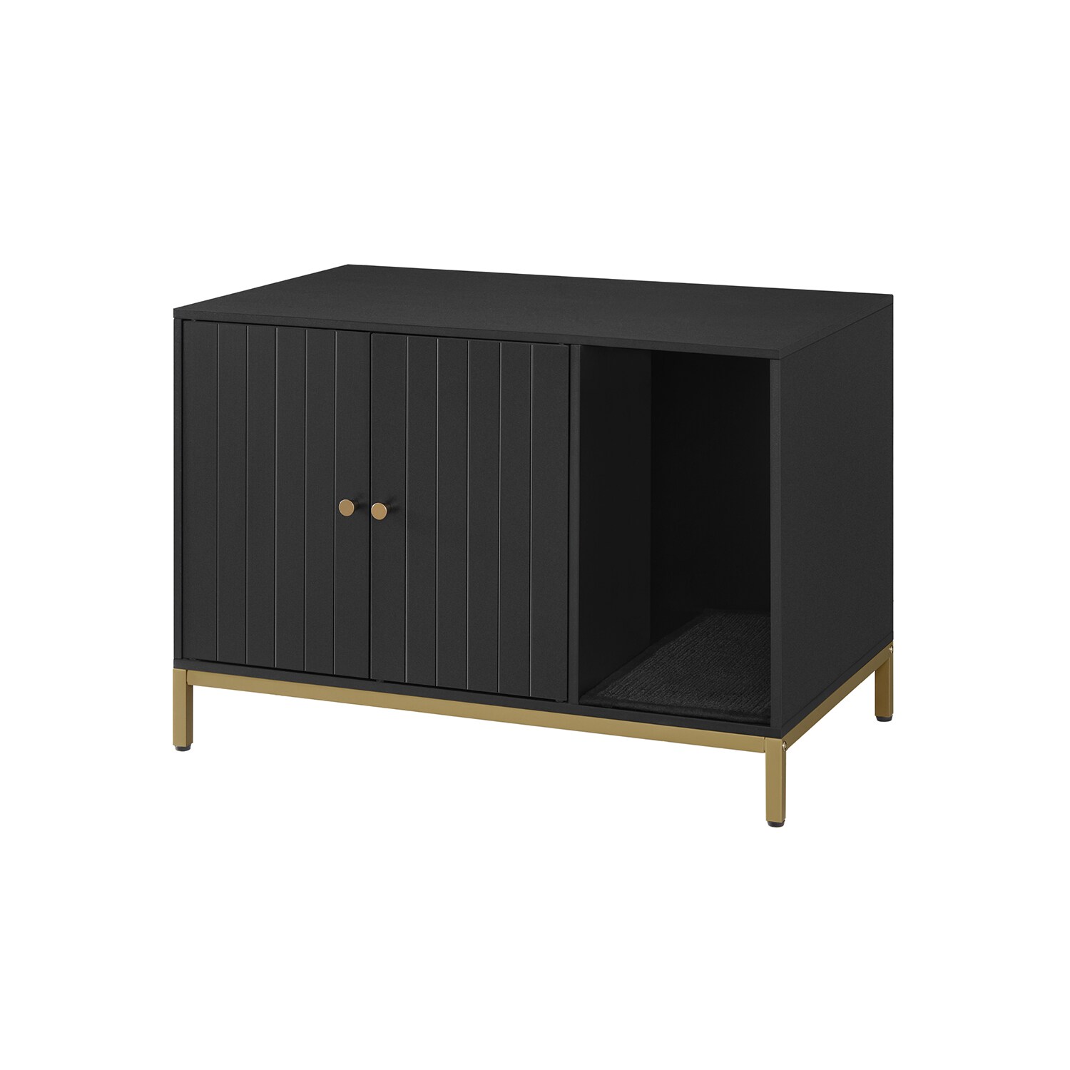 Slickblue - Particleboard Steel Cabinet Litter Box for Living Room Bedroom with Winding Entry - B...