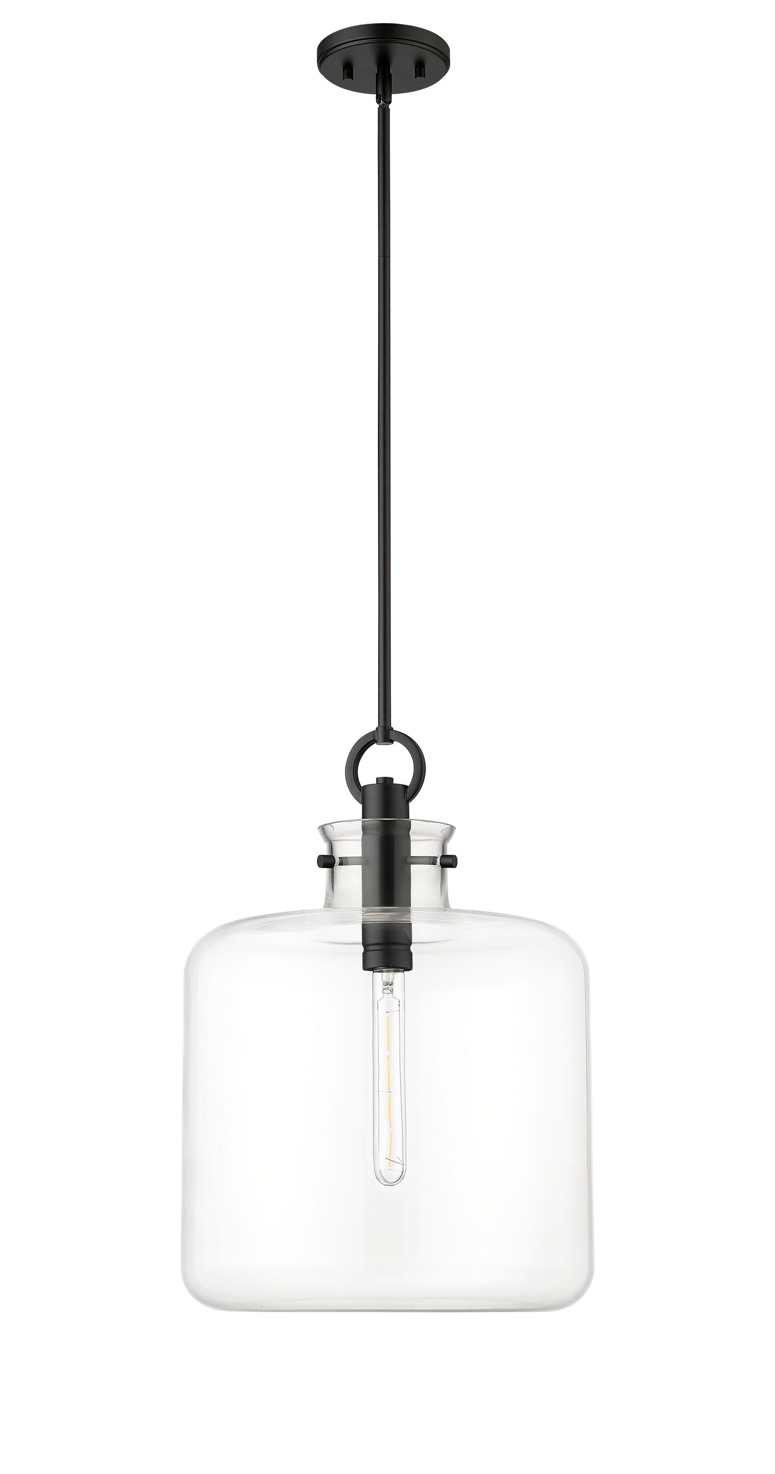 Millennium Lighting 20801-MB Hayloft 1 -Light Matte Black Modern/contemporary Clear glass Jar Integrated LED Medium Hanging Pendant light