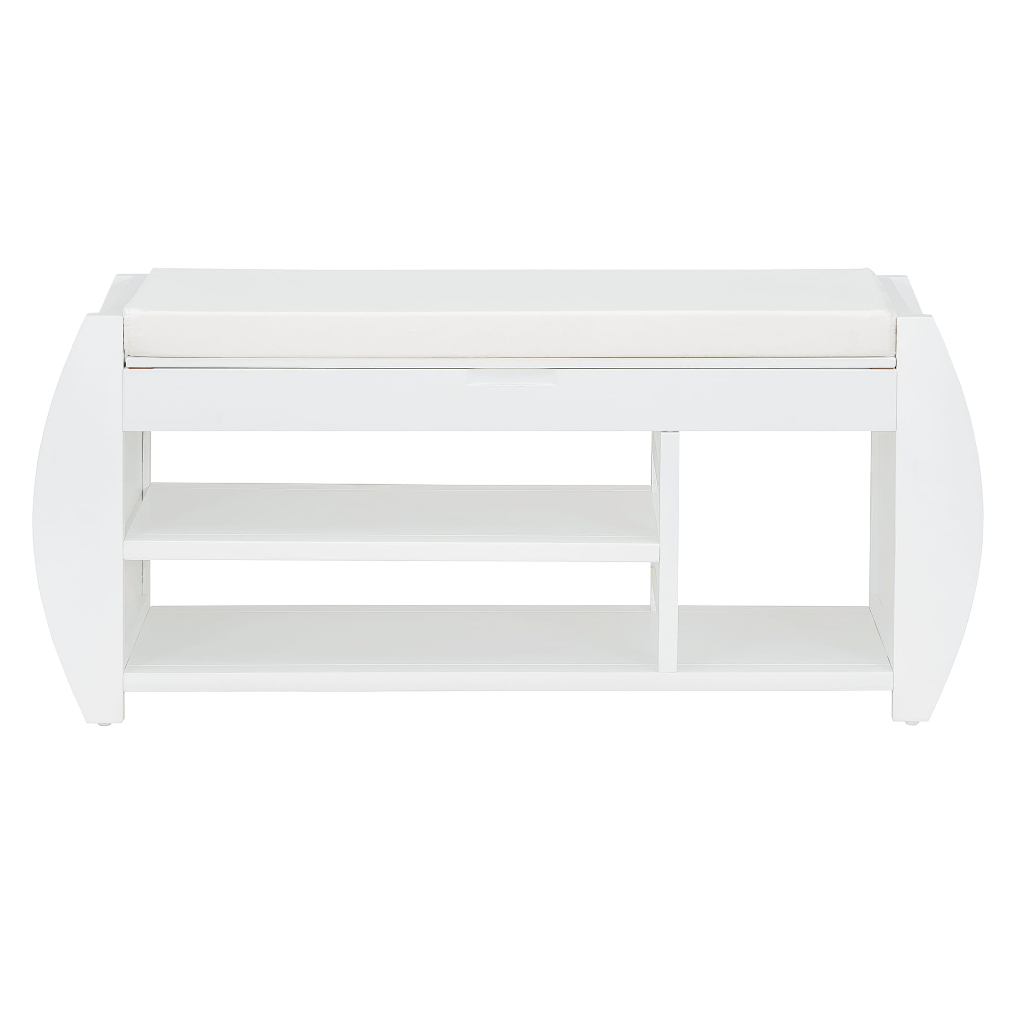 SINOFURN SYA330159WT Rustic Antique White Accent Bench with Storage 42-Inches x 13-Inches x 18.3-Inches