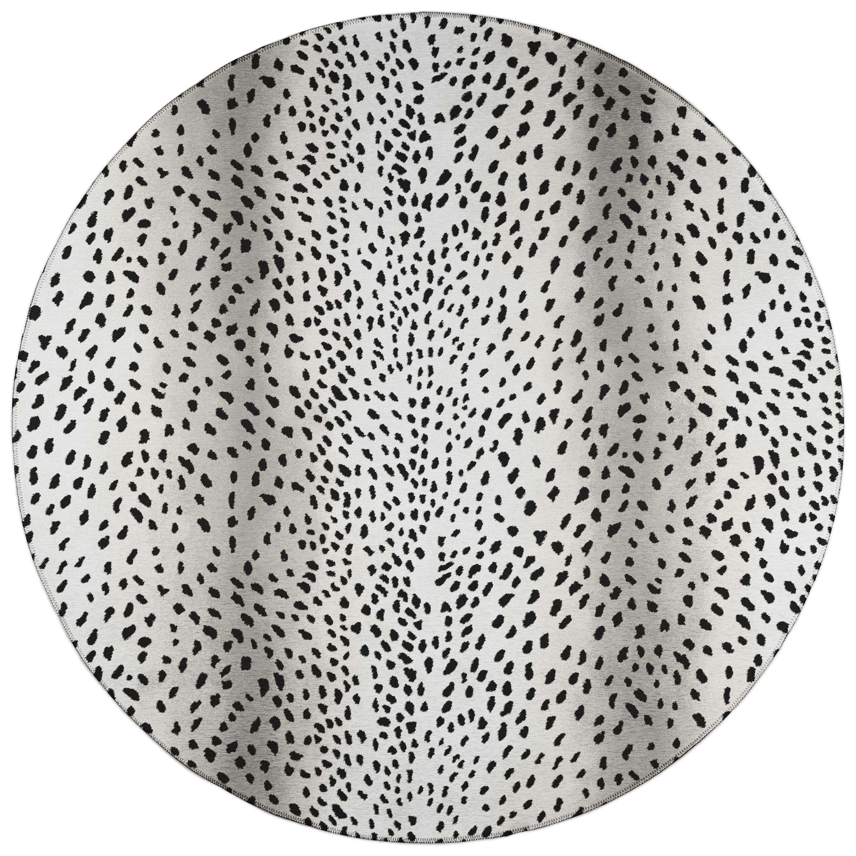 Addison Rugs ASF33PE8RO Safari 8 x 8 (ft) Chenille Pearl Round Indoor/Outdoor Animal print Bohemian/Eclectic Area rug