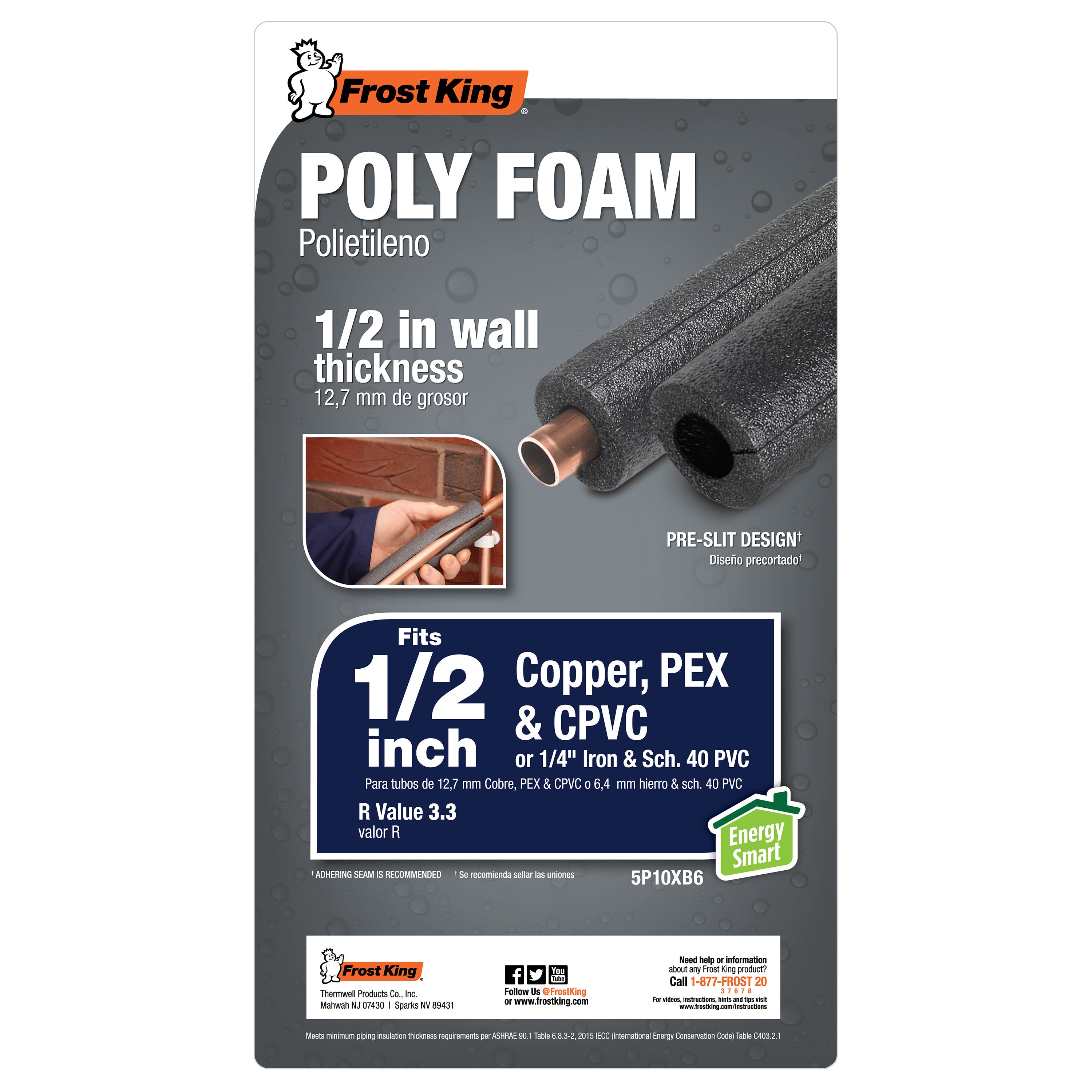 Frost King 0.5-in x 3-ft Fiberglass Tubular Pipe Insulation for 0.5-in Pipe  in the Pipe Insulation department at