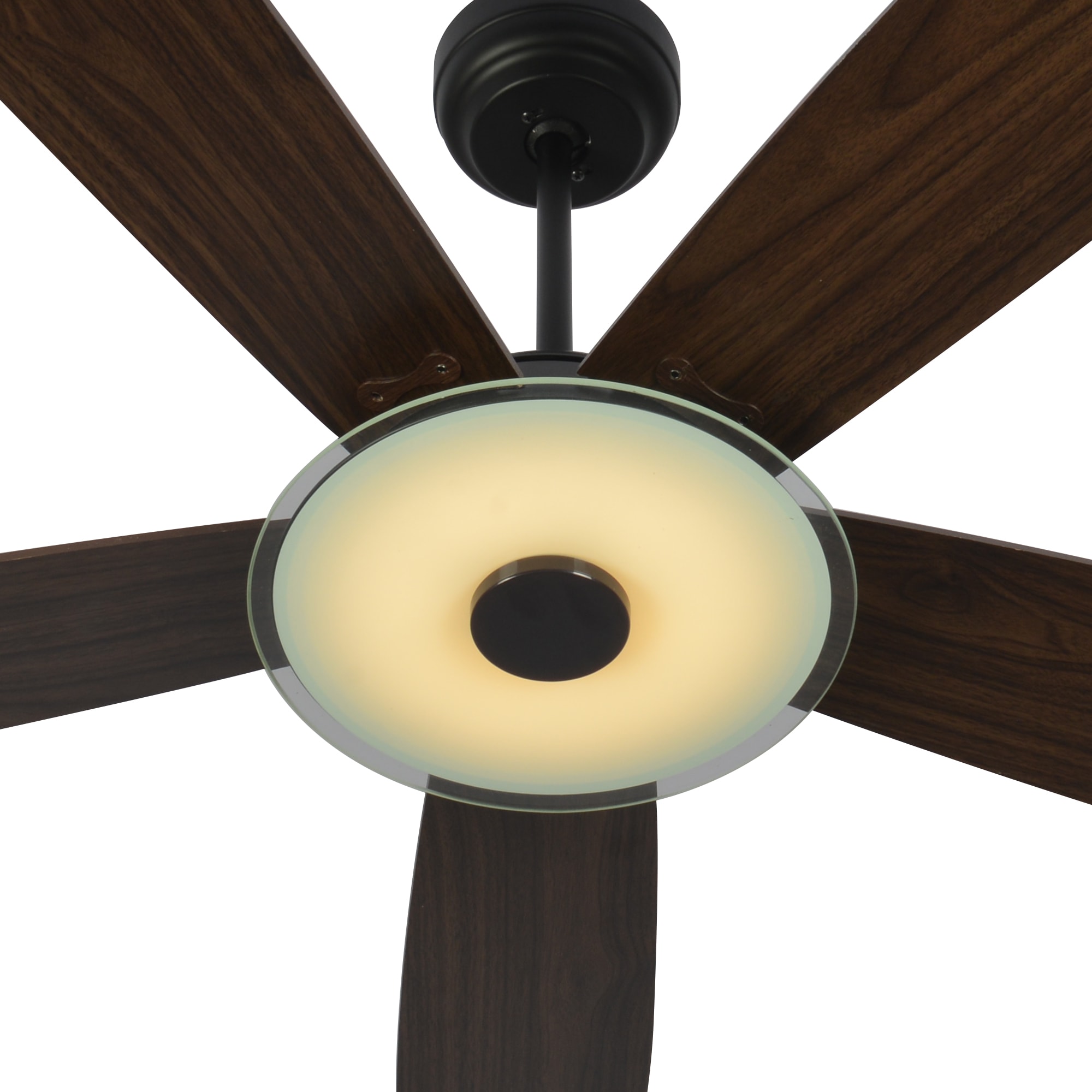 CARRO USA LS525H-L13-B5-1 Hardley 52-in Color-Changing Integrated LED Outdoor Smart Black with Walnut Blades Ceiling Fan With Light - Remote Included ( 5 -Blade )