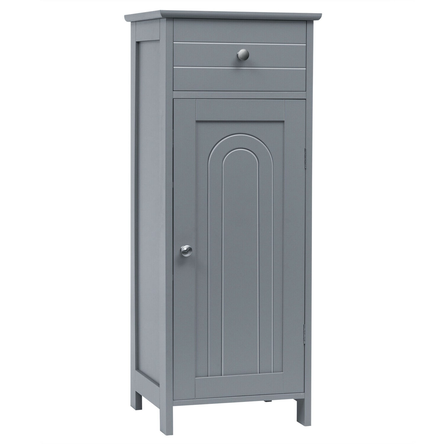 WELLFOR OUJ66372GR 14-in x 34.5-in x 12-in Gray Freestanding Linen Cabinet