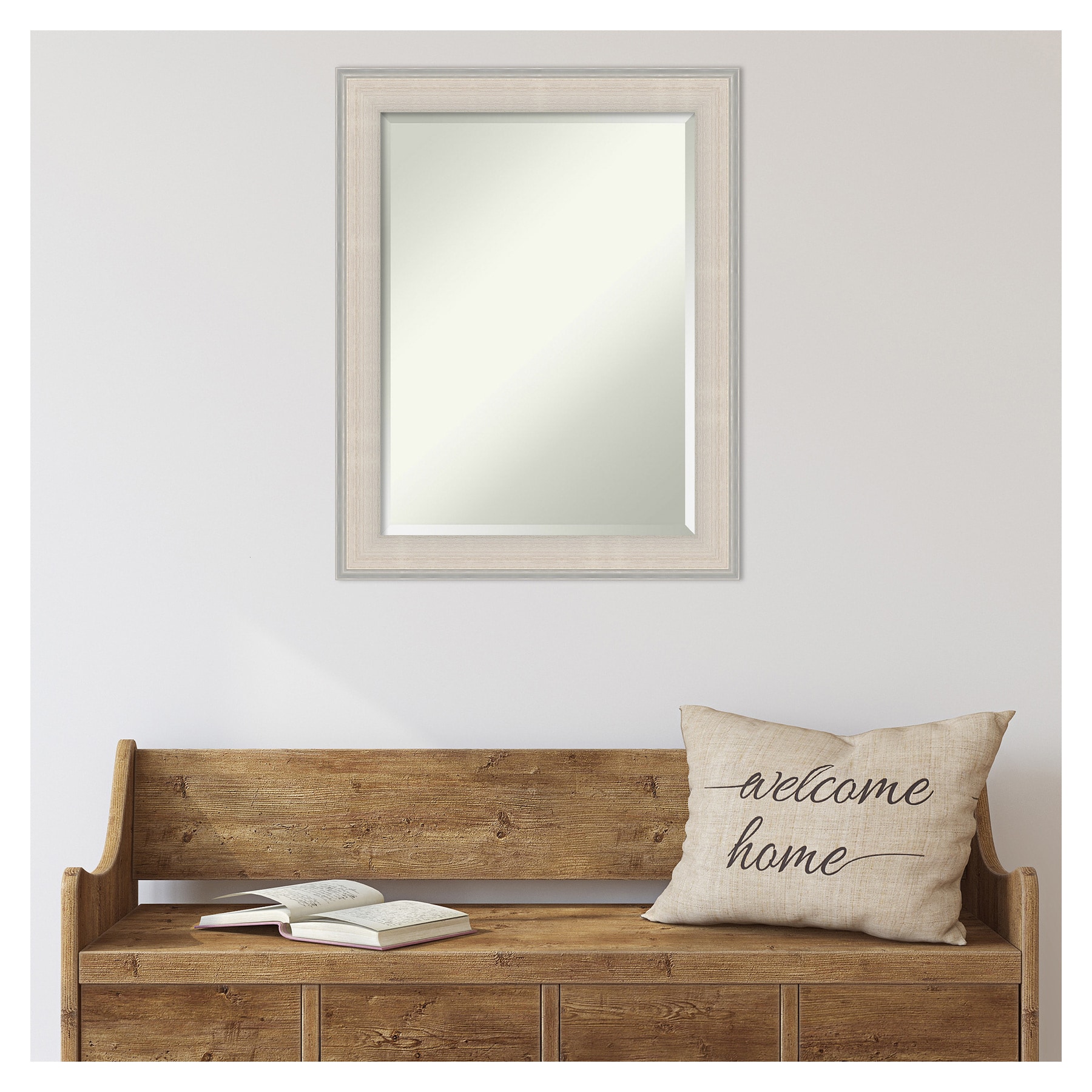 Cottage White Silver 22.5" x 28.5" Wood Framed Wall Mirror