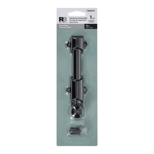 RELIABILT 6-in Black Steel Surface Bolts in the Door Bolts department at