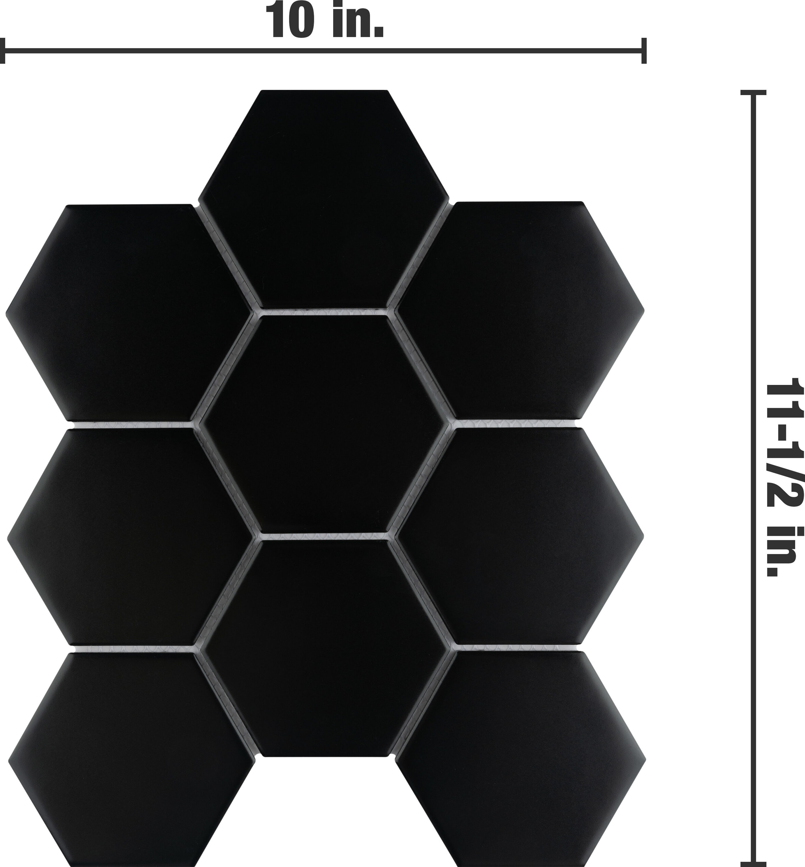 WS Tiles - Sample - Value Series 2 inch x 2 inch Hexagon Porcelain Mosaic Tile in Matte Black