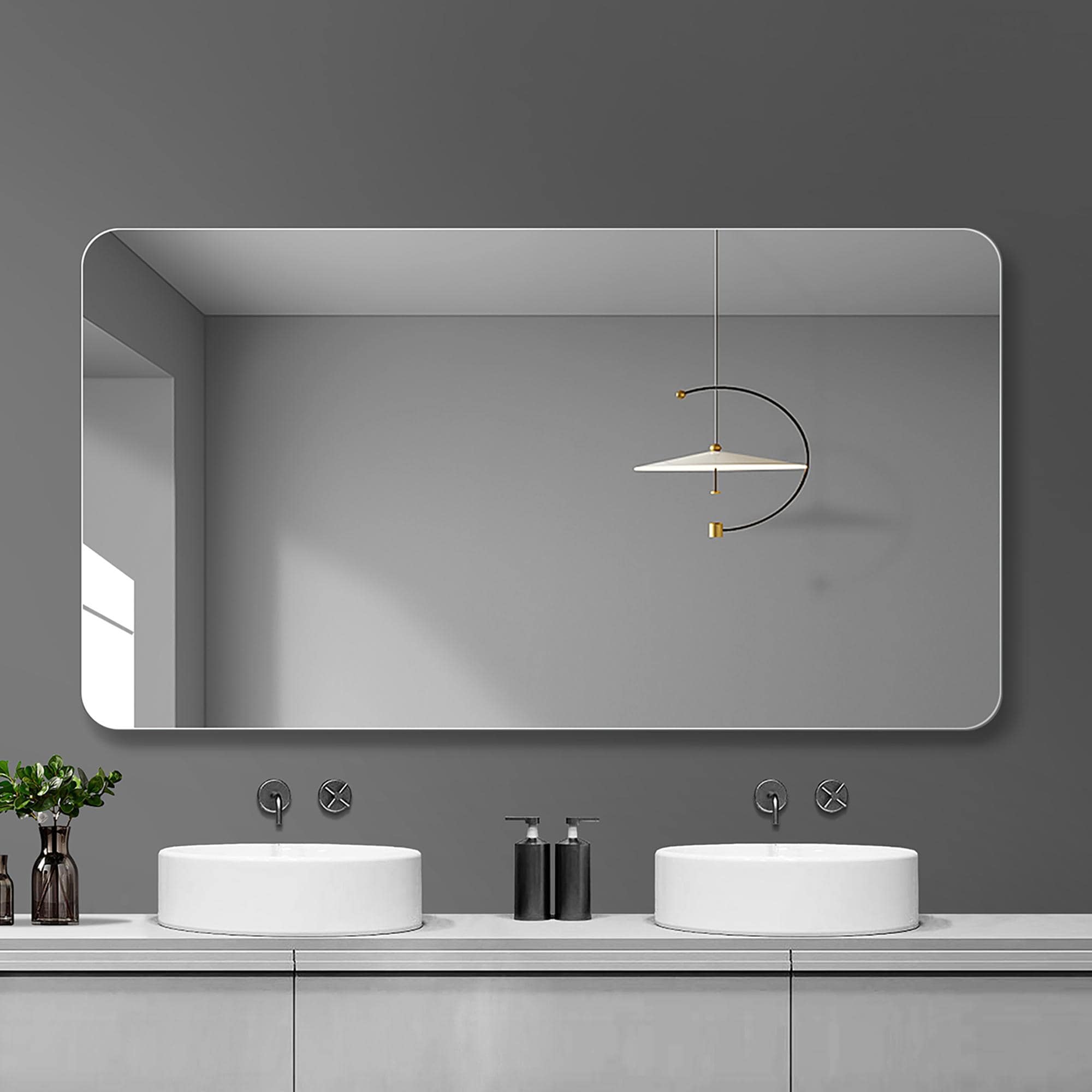 Bayfeve BF-178995-MIR Bathroom Vanity Mirror 39.4-in x 29.53-in Polished Frameless Rectangle Bathroom Vanity Mirror ( Silver )