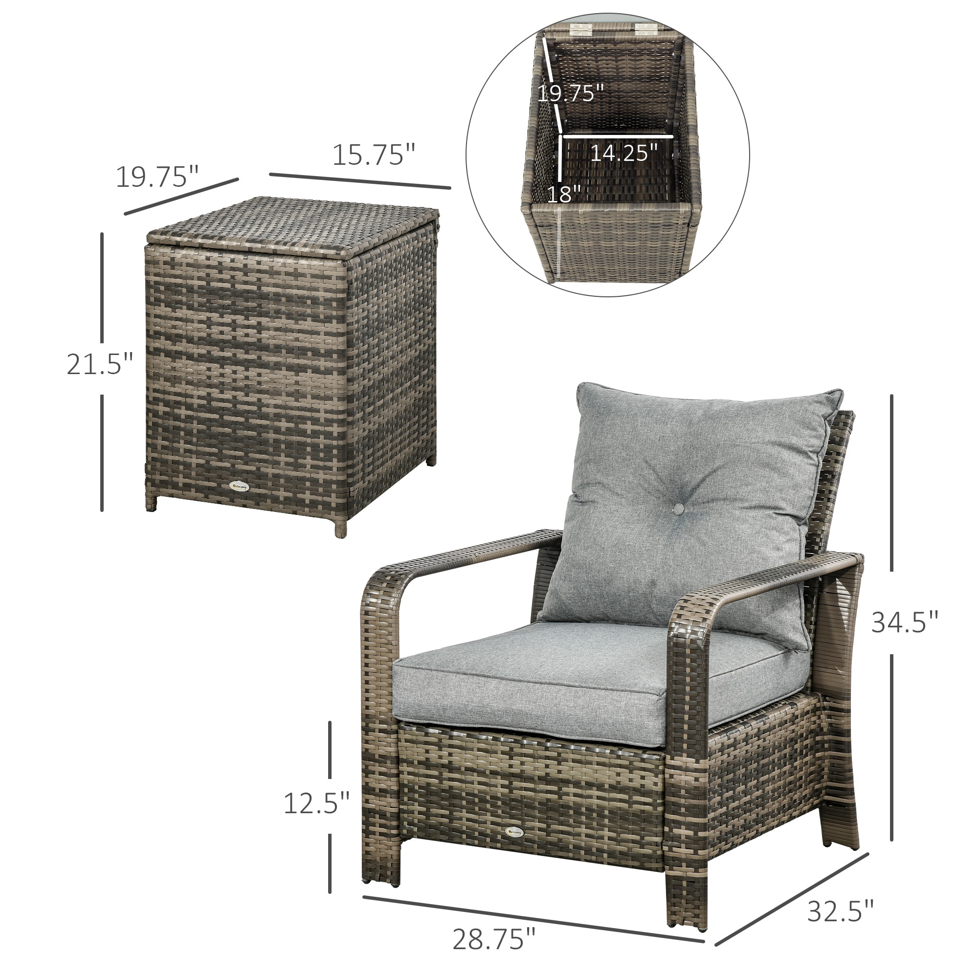 Outsunny 860-111GY Patio-Conversation-Sets - View #3