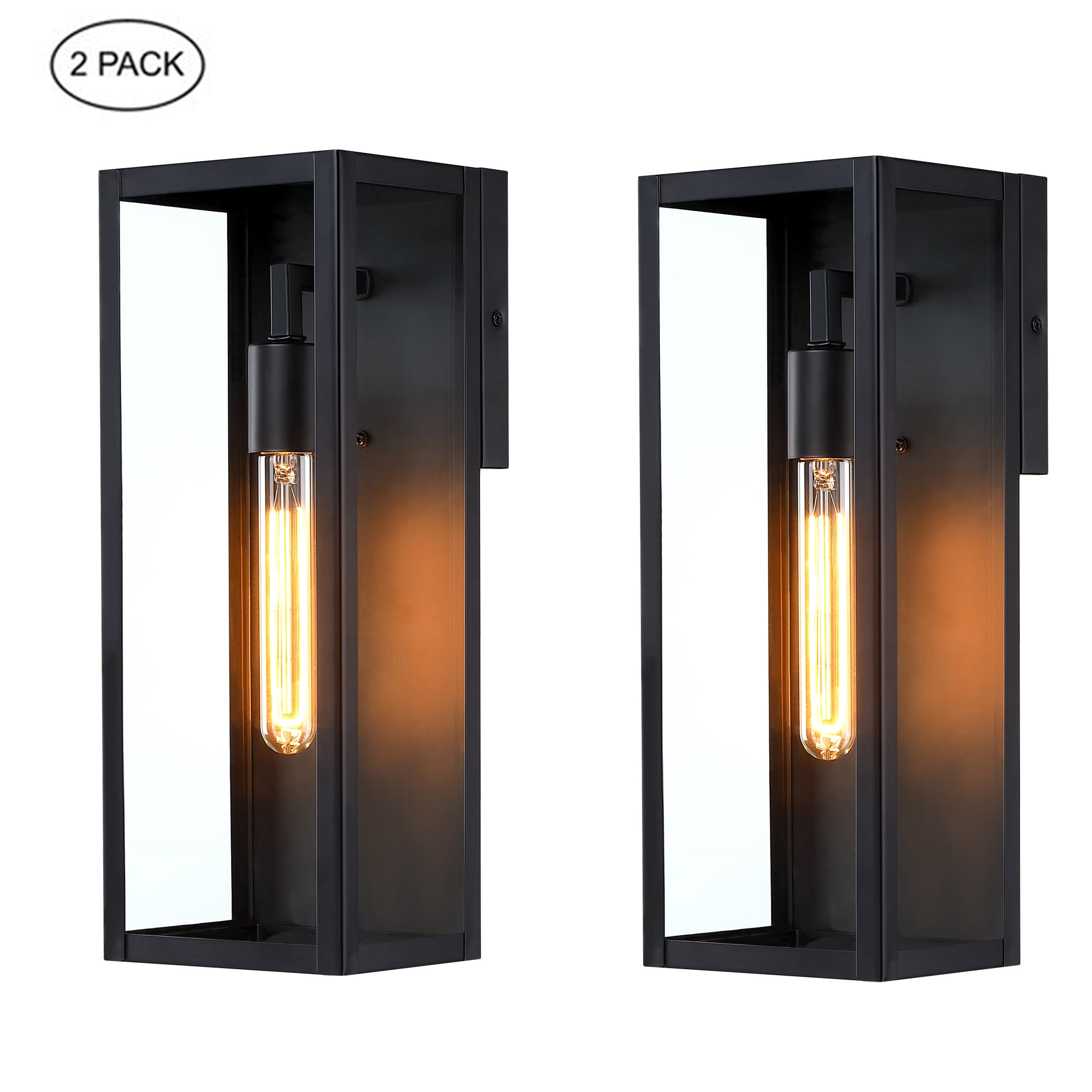 Hukoro 2-Pack 1-Light 16-in H Matte Black Outdoor Wall Light in the ...