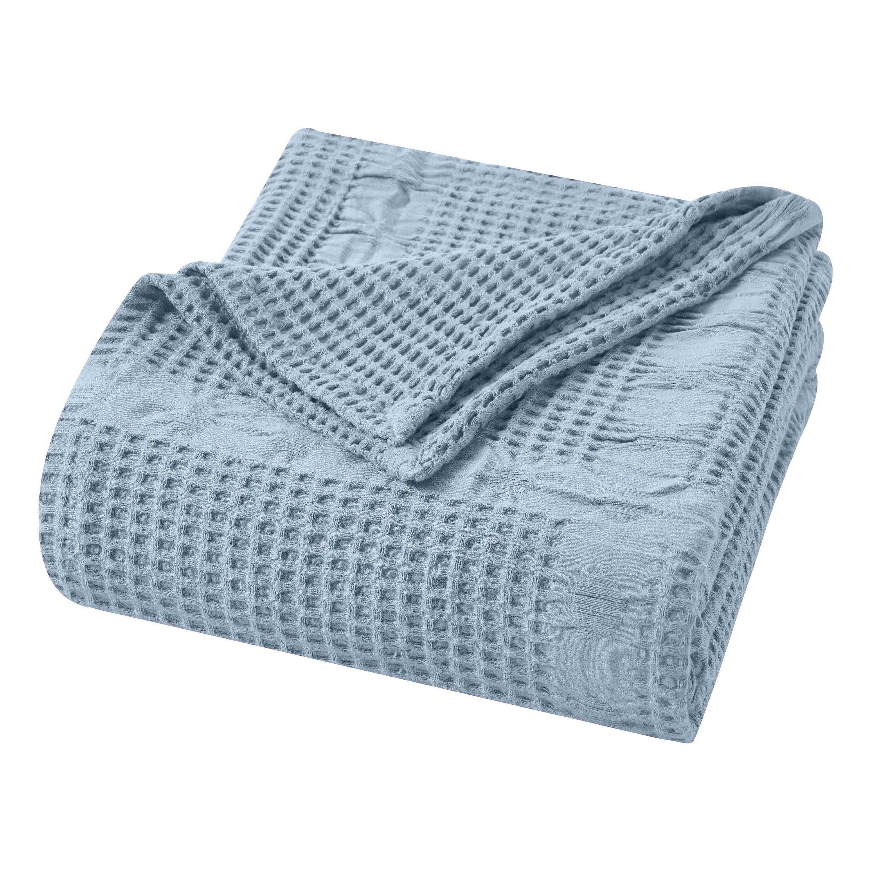 Slickblue Cotton Honeycomb Waffle Weave Blanket for Farmhouse Bedroom and Decorative Bedding Multiple Color and Size Options