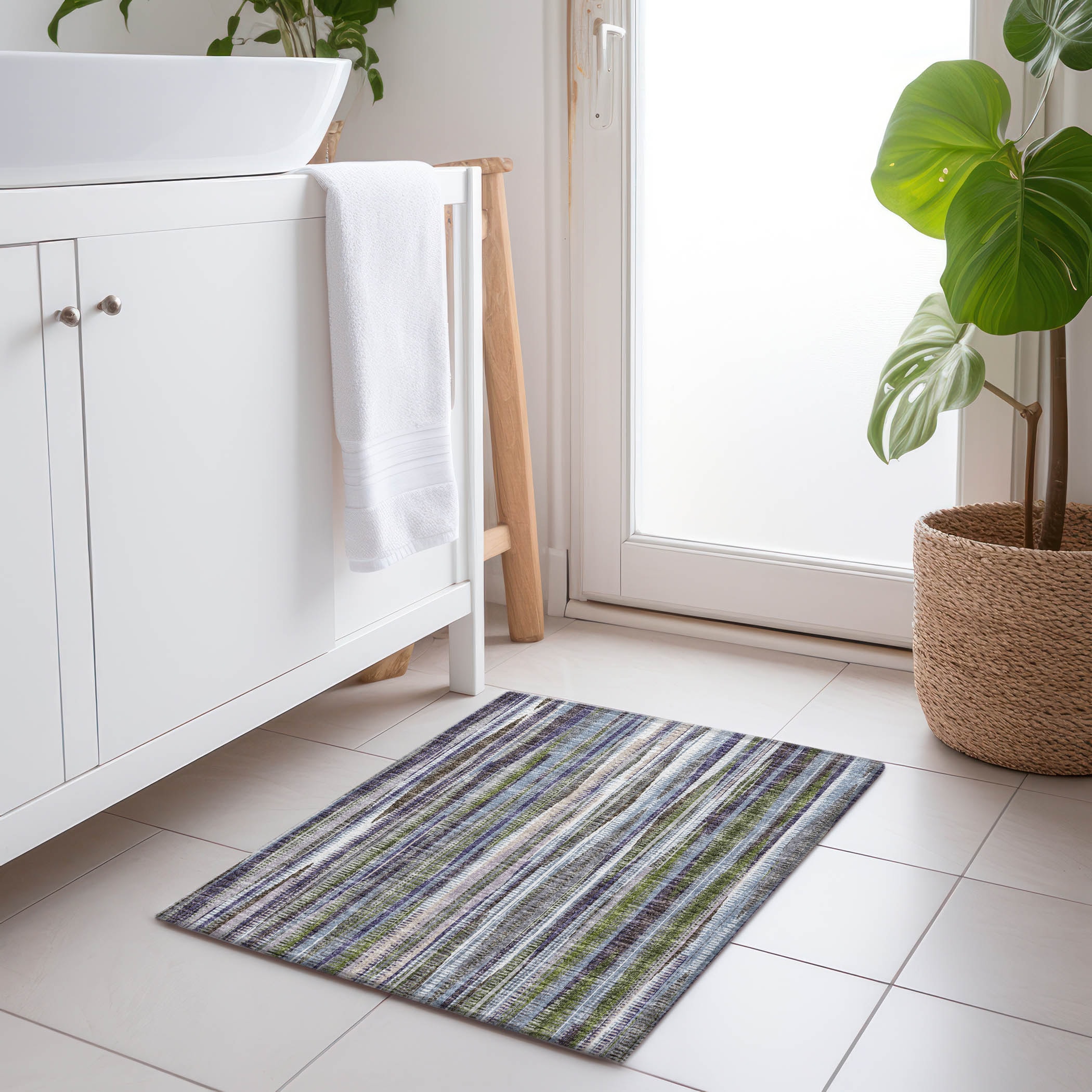 Addison Rugs AMF31PL20X30 Mayfield AMF31PL 2 x 3 (ft) Loomed Polyester Plum Rectangular Indoor Stripe Machine washable Area rug