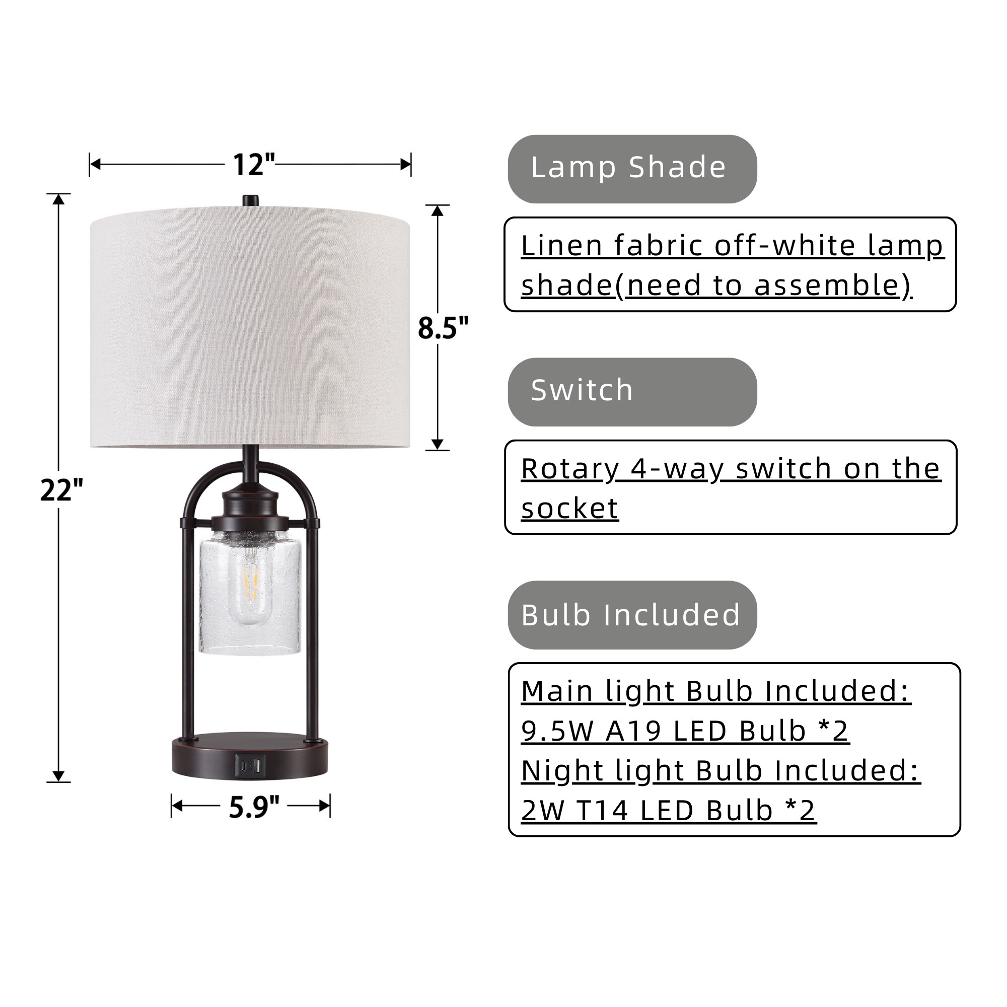 KAWOTI 21368 Table-Lamps - View #7