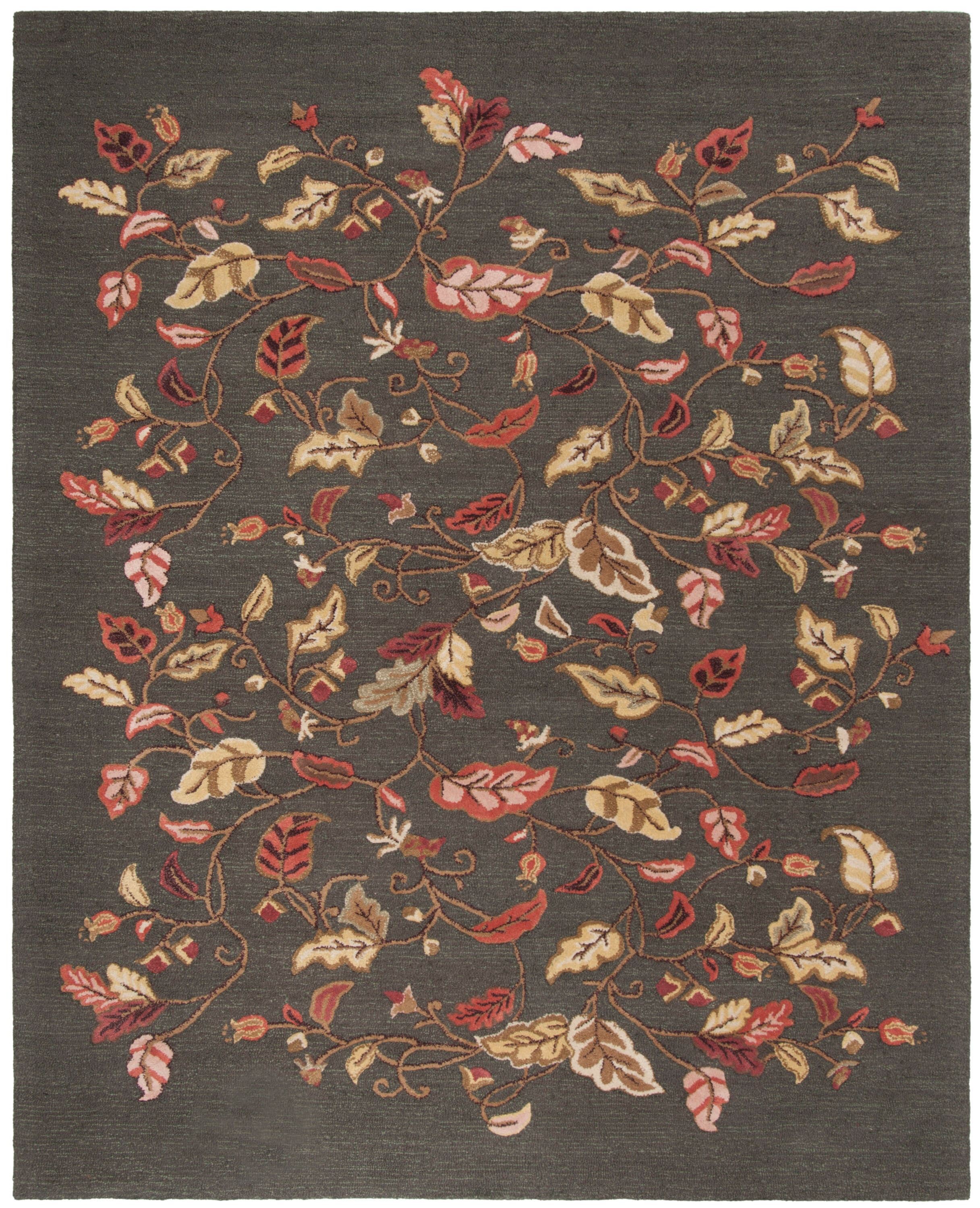 Martha Stewart MSR3611B-9 Autumn Woods 9 x 12 (ft) Tufted Synthetic Francesca Black Rectangular Indoor Floral/Botanical Area rug