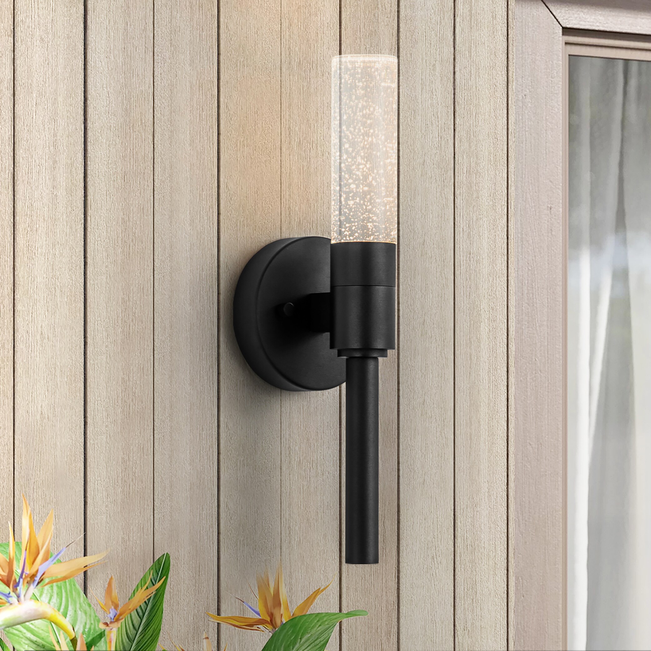 Y'INSP 1045152 Gaige 15-in H Matte Black Hardwired Integrated LED Outdoor Wall Light