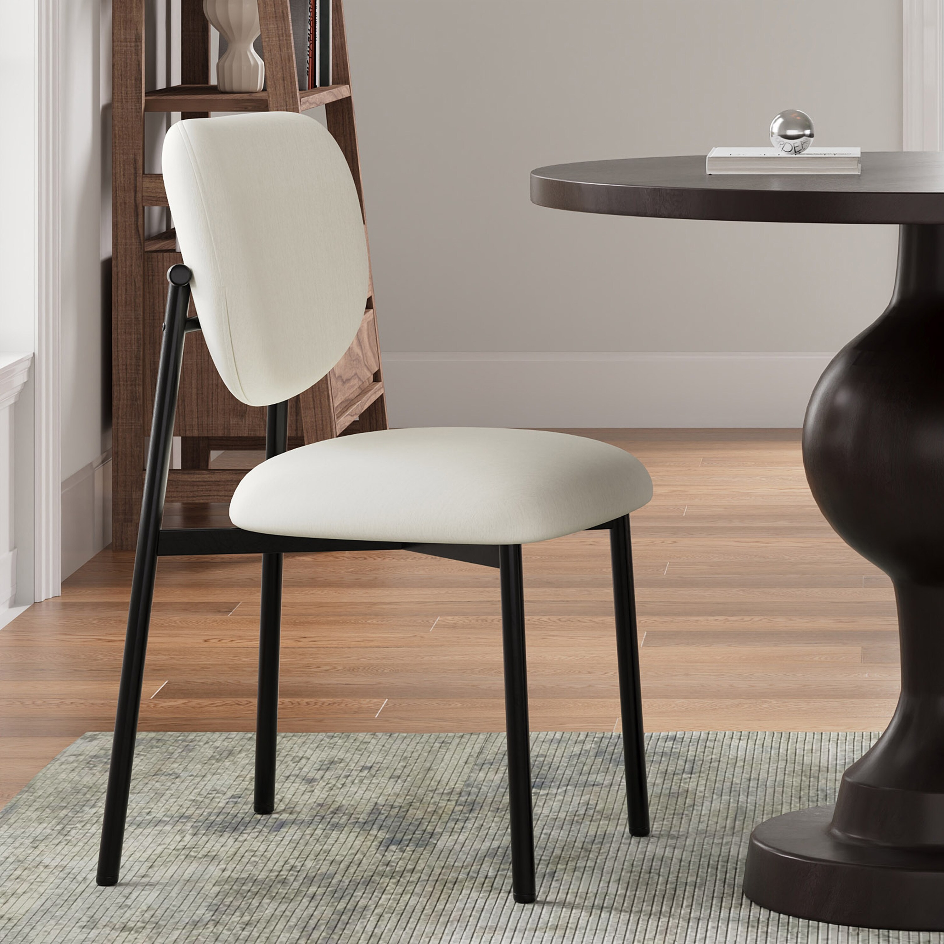 Blisstyle Upholstered Dining Chairs with Metal Legs Set of 2 Beige ...