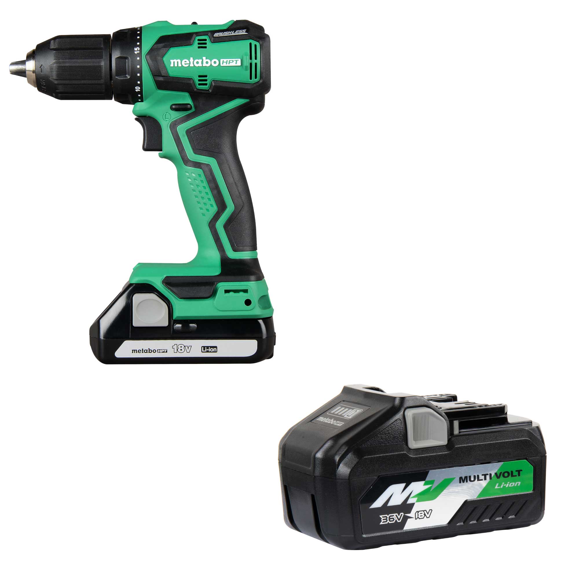Metabo HPT MultiVolt 18-volt 1/2-in Keyless Brushless Cordless Drill (2-batteries included and Charger included) with MultiVolt 4.0Ah/8.0Ah Power