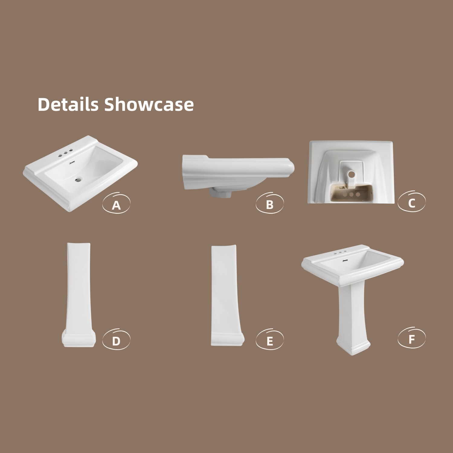 Los Flexi LSLFBPS-2620-3 Complete-Pedestal-Lavatories - View #9