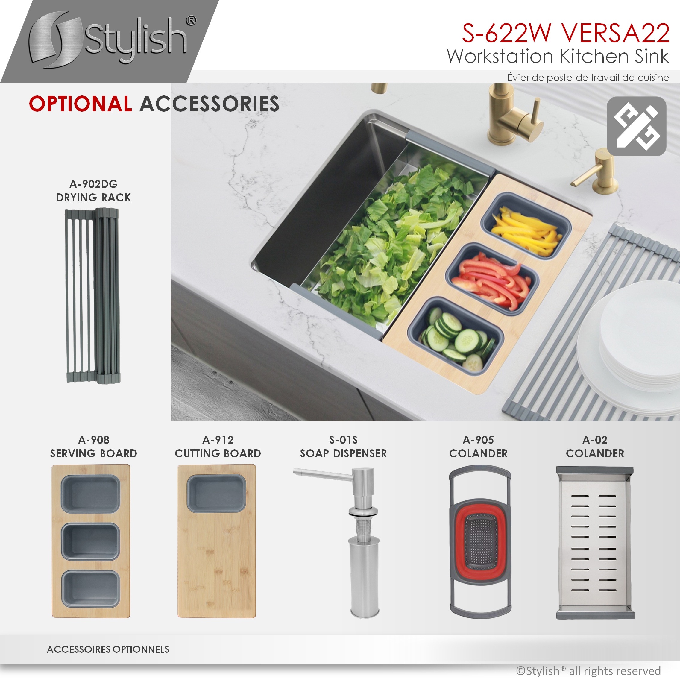 Stylish S-622W1 Kitchen-Sinks - View #14