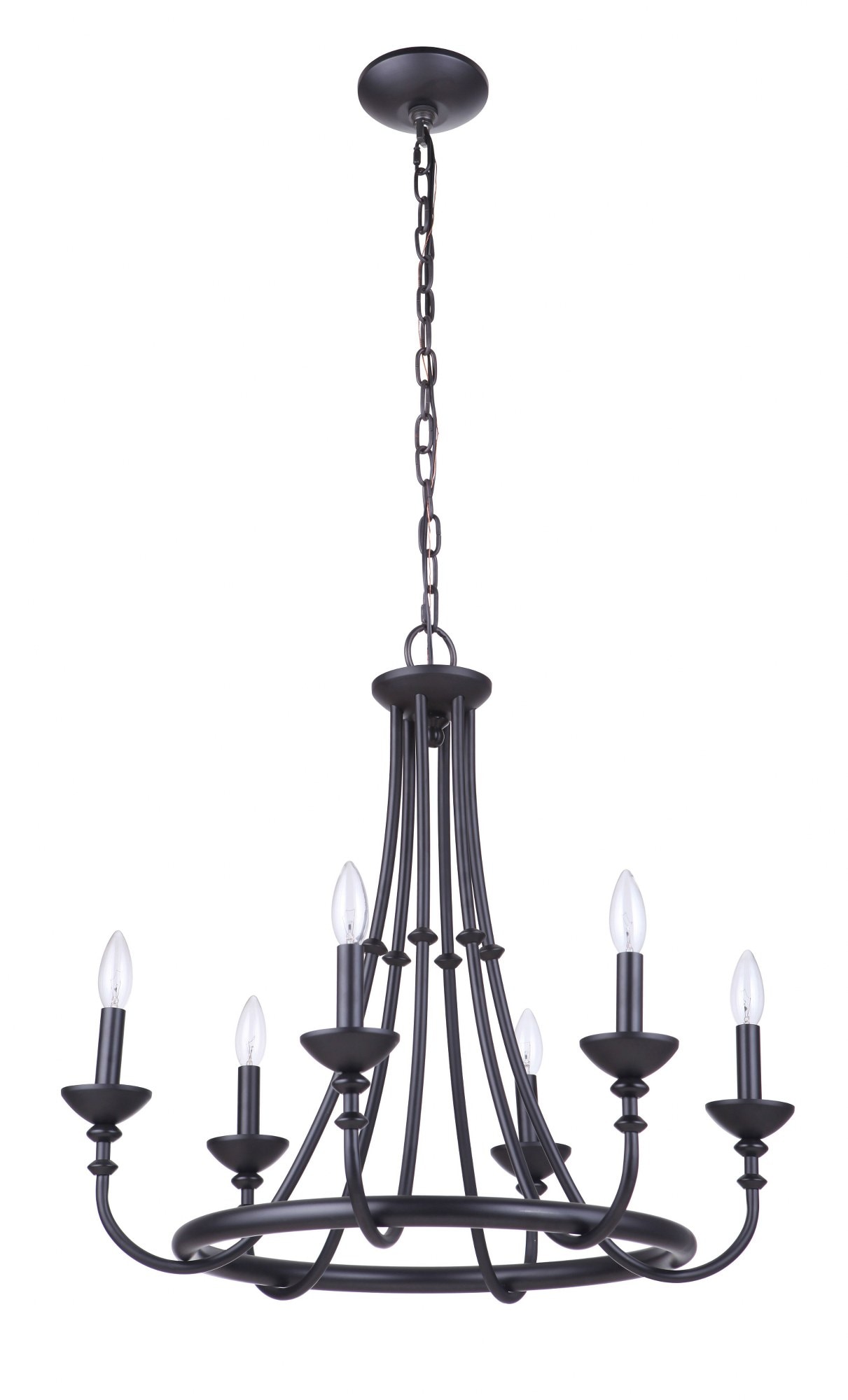 Craftmade Marlowe 6 - Light -Traditional Flat Black / black Steel Chandelier