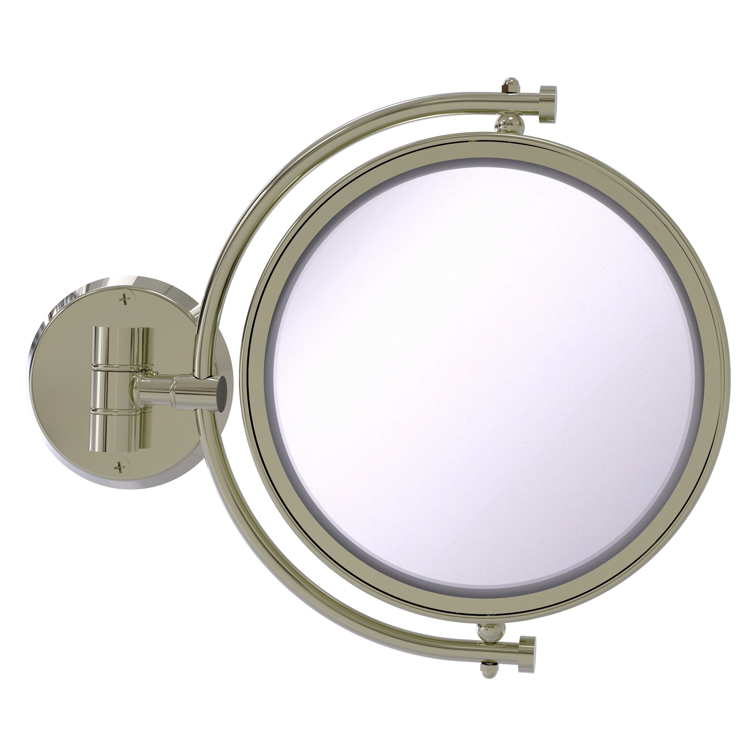 8-in x 10-in Polished Silver Double-sided 3X Magnifying Wall-mounted Vanity Mirror | - Allied Brass WM-4/3X-PNI